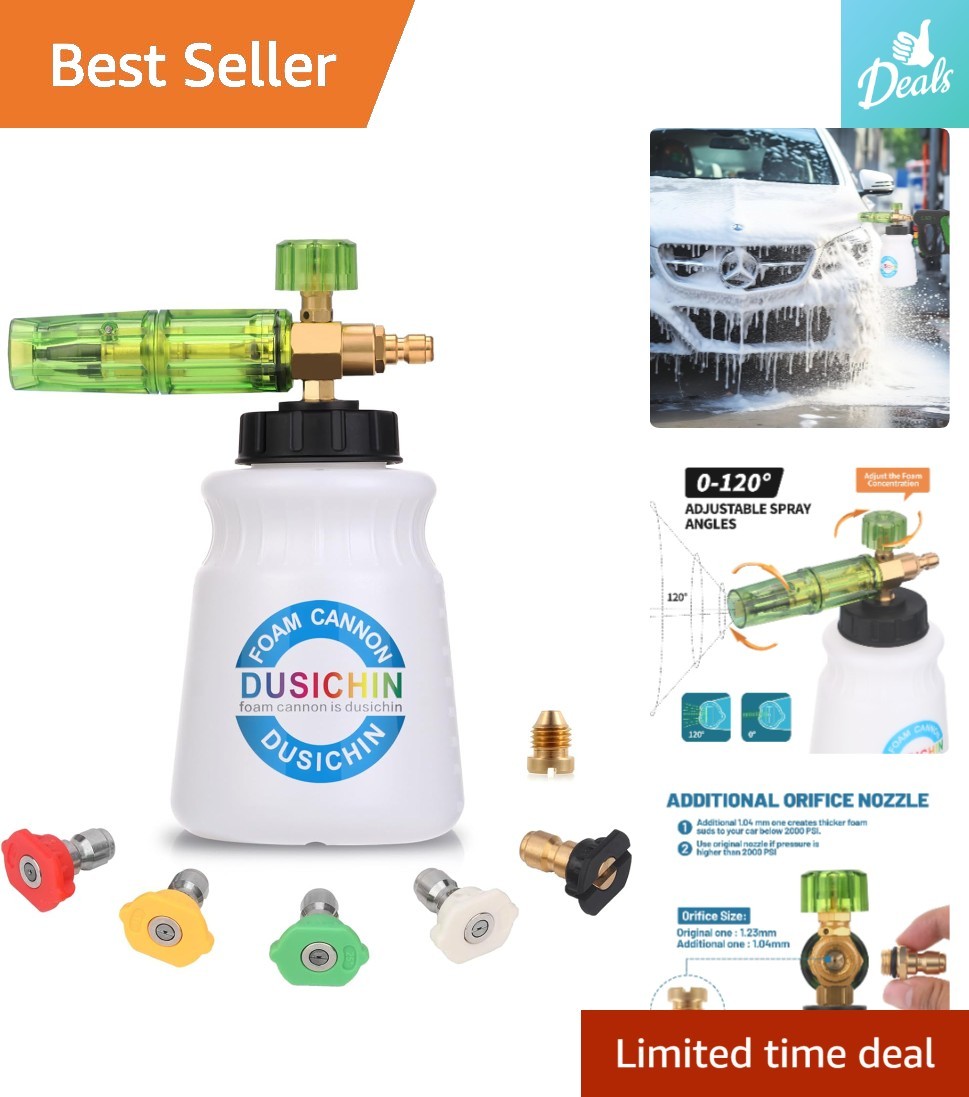 Heavy-Duty Adjustable Foam Cannon with 5 Nozzles – Ideal for Car Enthusiasts