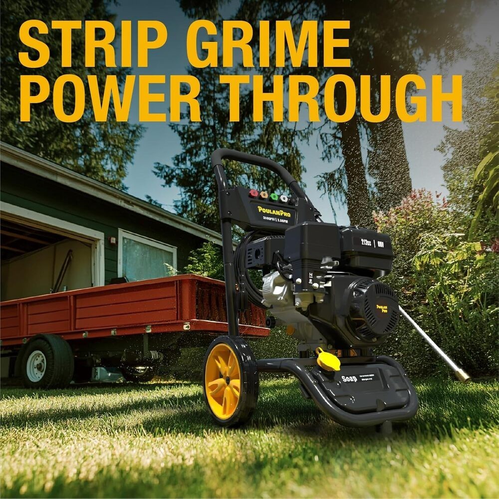 3100 Max PSI 2.5 Max GPM Gas Pressure Washer Detergent Tank Deck Water Cleaner
