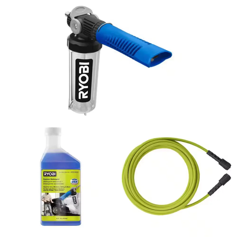 Pressure Washer Foam Blaster 16 oz Soap + 35 ft 3300 PSI Hose Kit