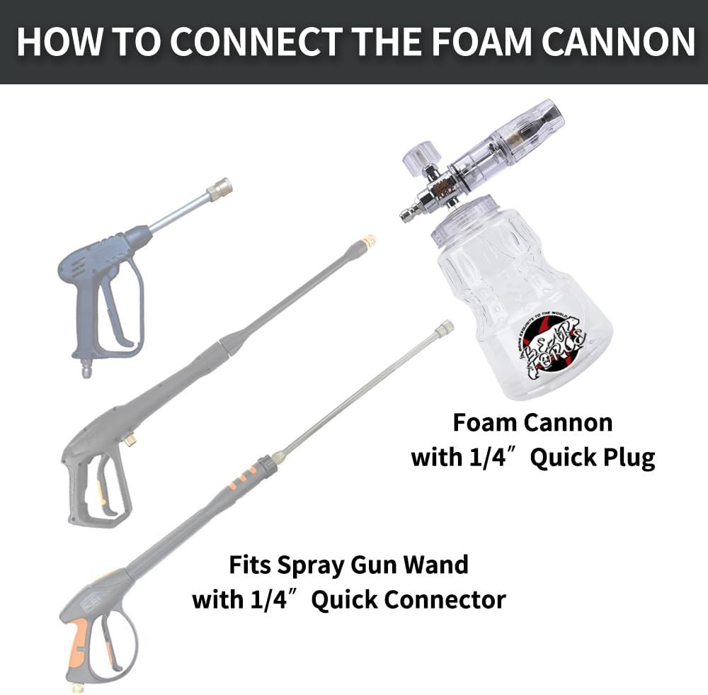BEAR FORCE Pressure Washer Aluminium Foam Cannon Generator Snow Lance with 1/4″