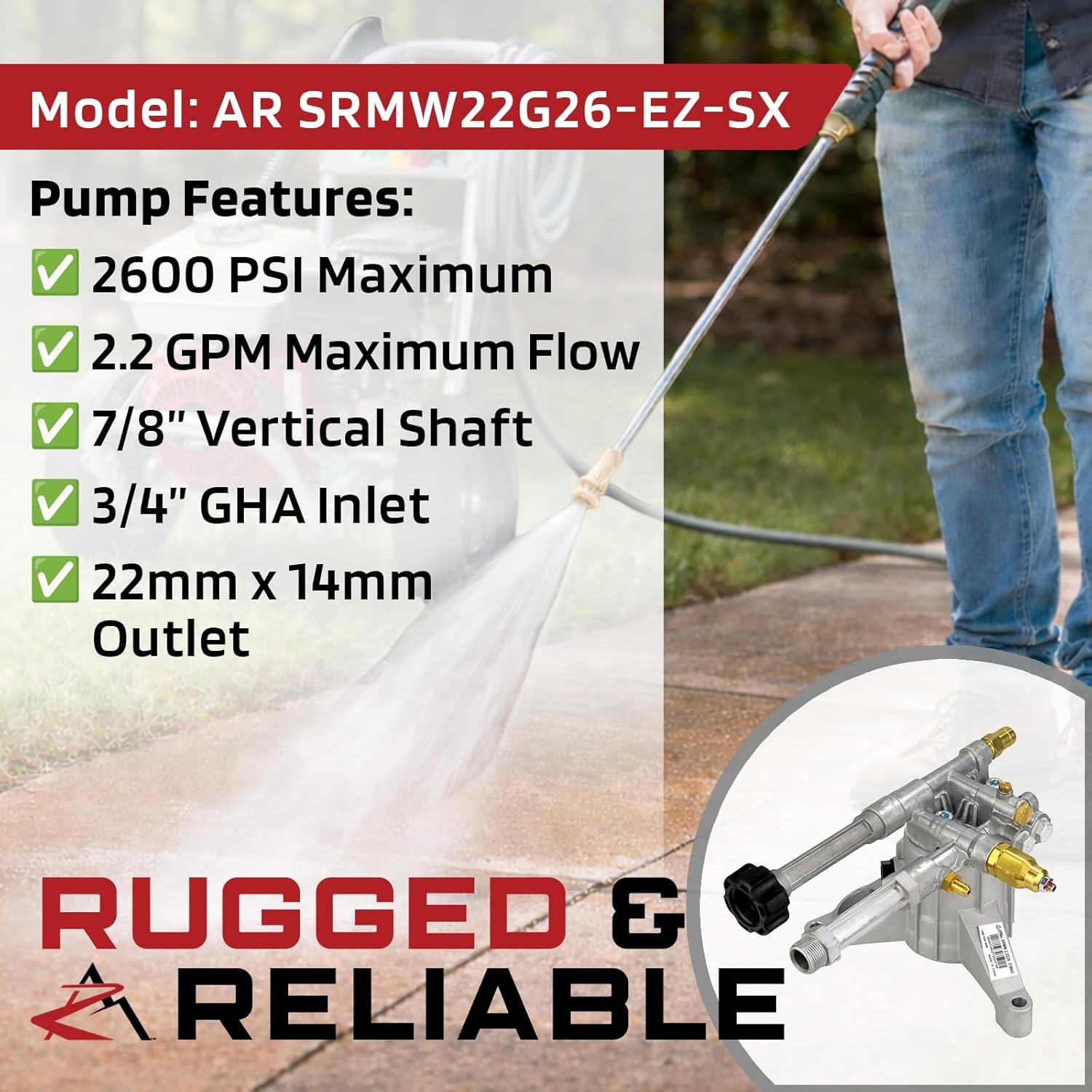 OEM AR Annovi Reverberi SRMW22G26-EZ-SX Rear-Facing or Left-Handed SX Pump