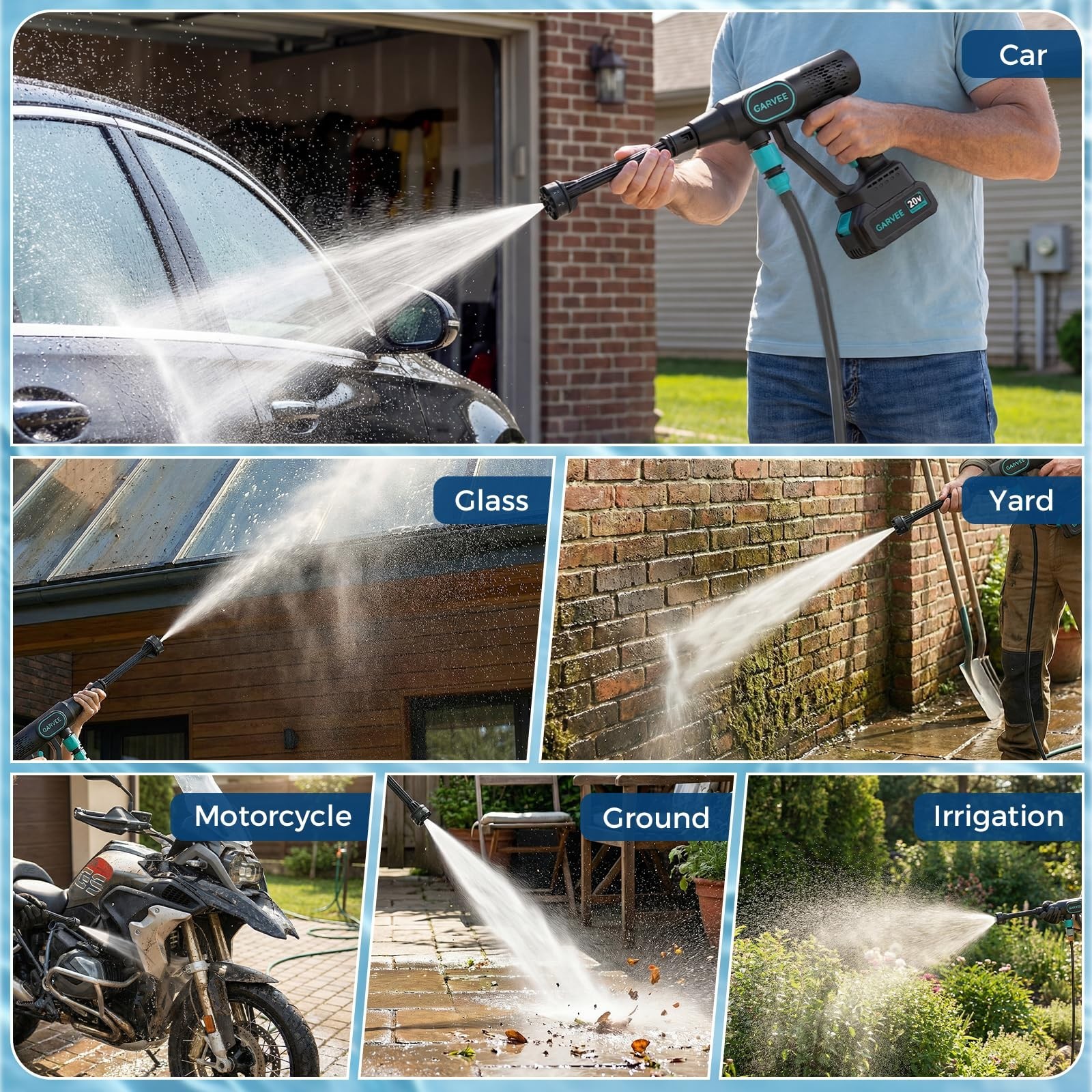 Garvee Portable Cordless Pressure Washer, 20V Battery Powered Handheld Washer