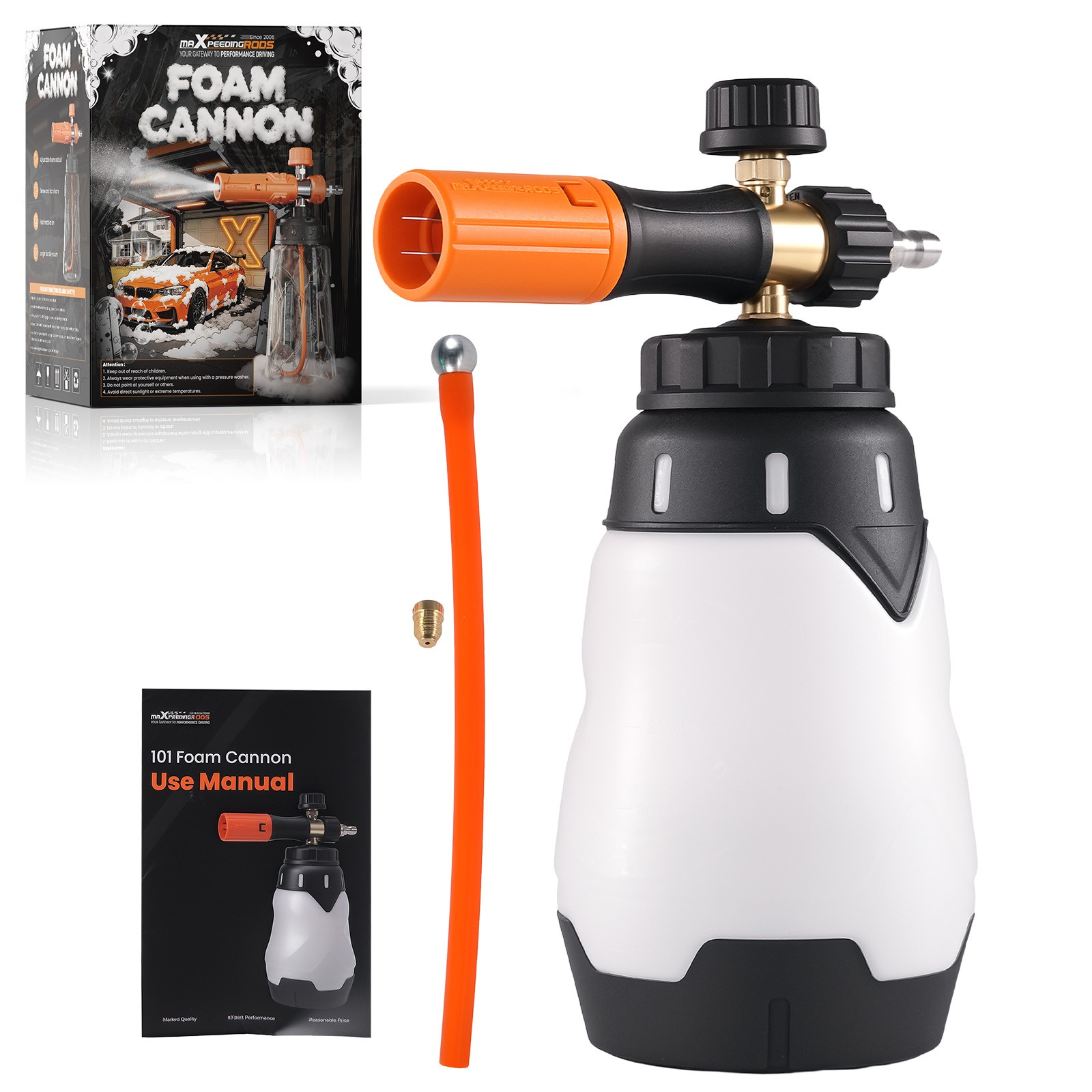Foam Cannon 1.3L Snow Foam Lance Cannon 1/4″ Quick Connect Adjustable Nozzle