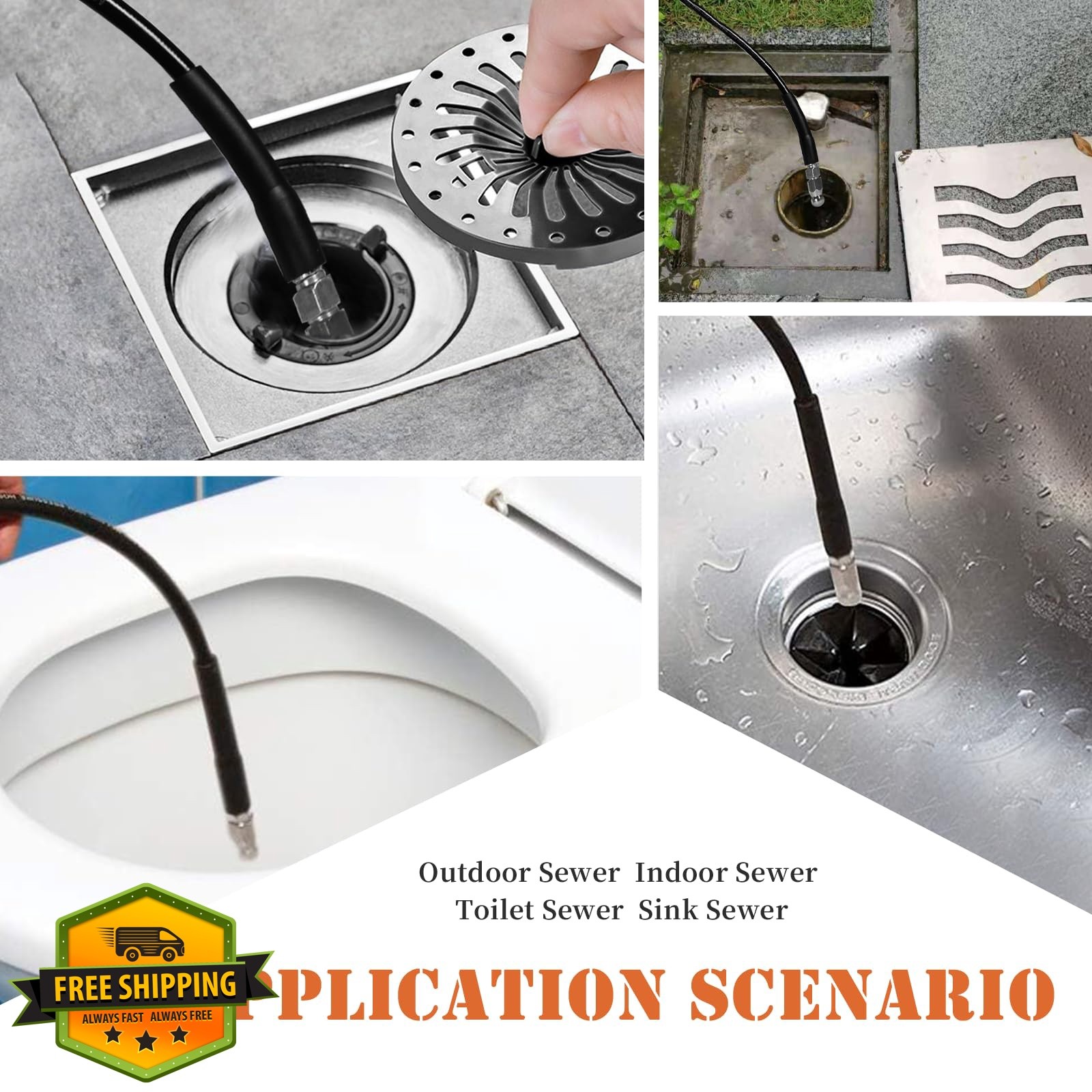 Zgqmcgy 100FT Sewer Jetter Kit Black