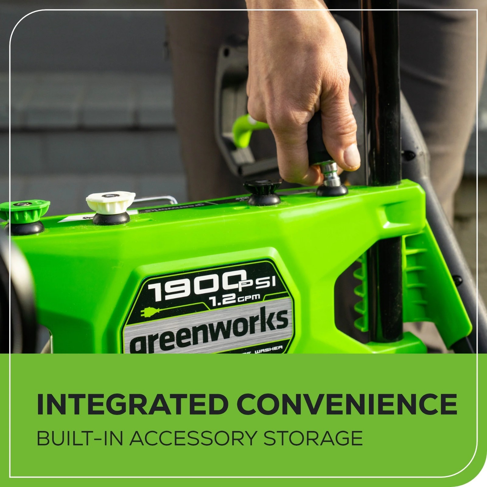 Greenworks 1900 PSI 1.2 GPM Electric Pressure Washer 25ft Hose w/4 Nozzles