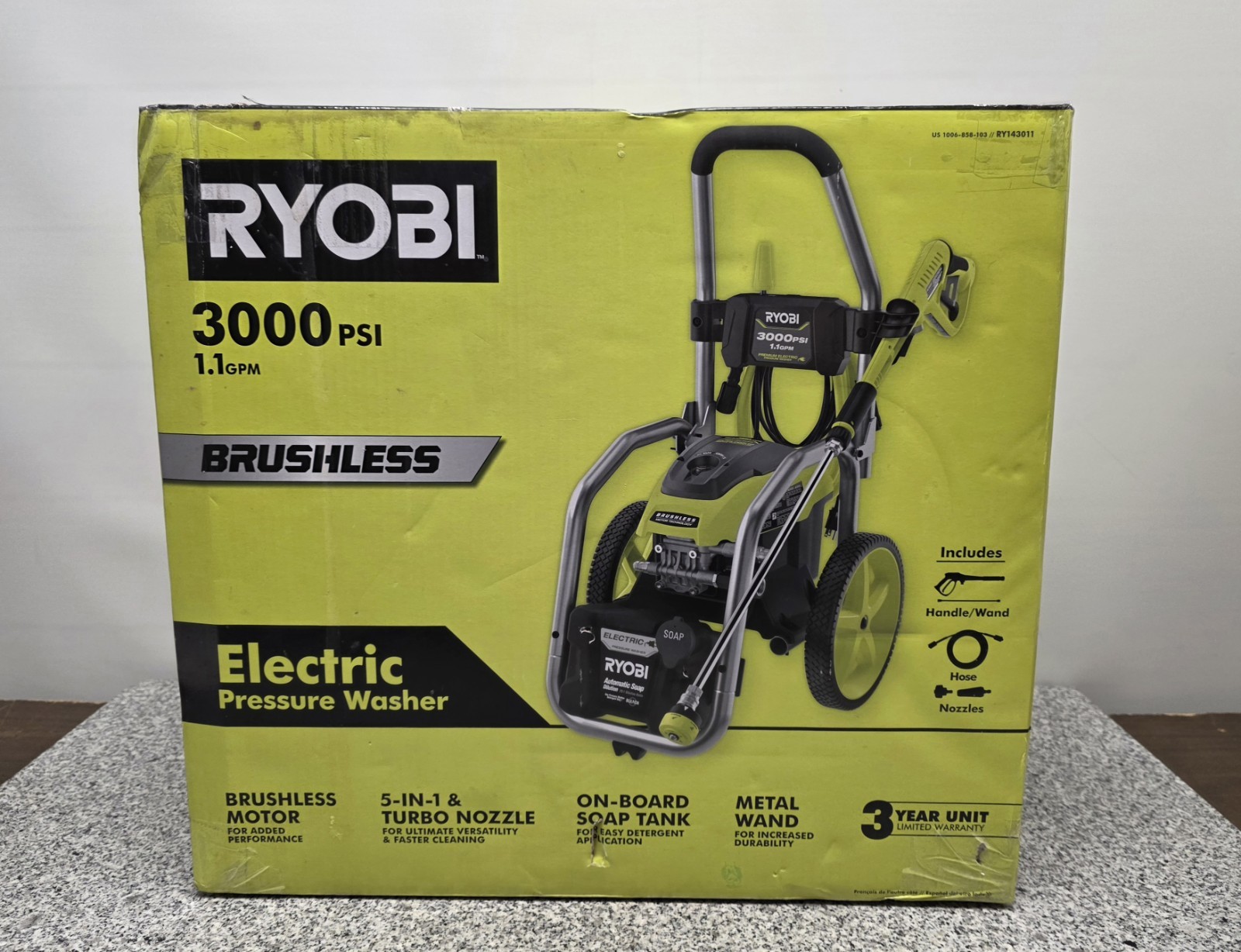 RYOBI RY143011VNM 3000 psi 1.1gpm Brushless Pressure Washer