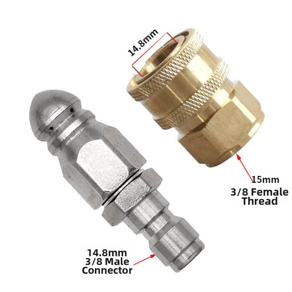 Stainless Steel Sewer Jetting Nozzle 5000 PSI 38 Inch Drain for Cleaning Kit 2