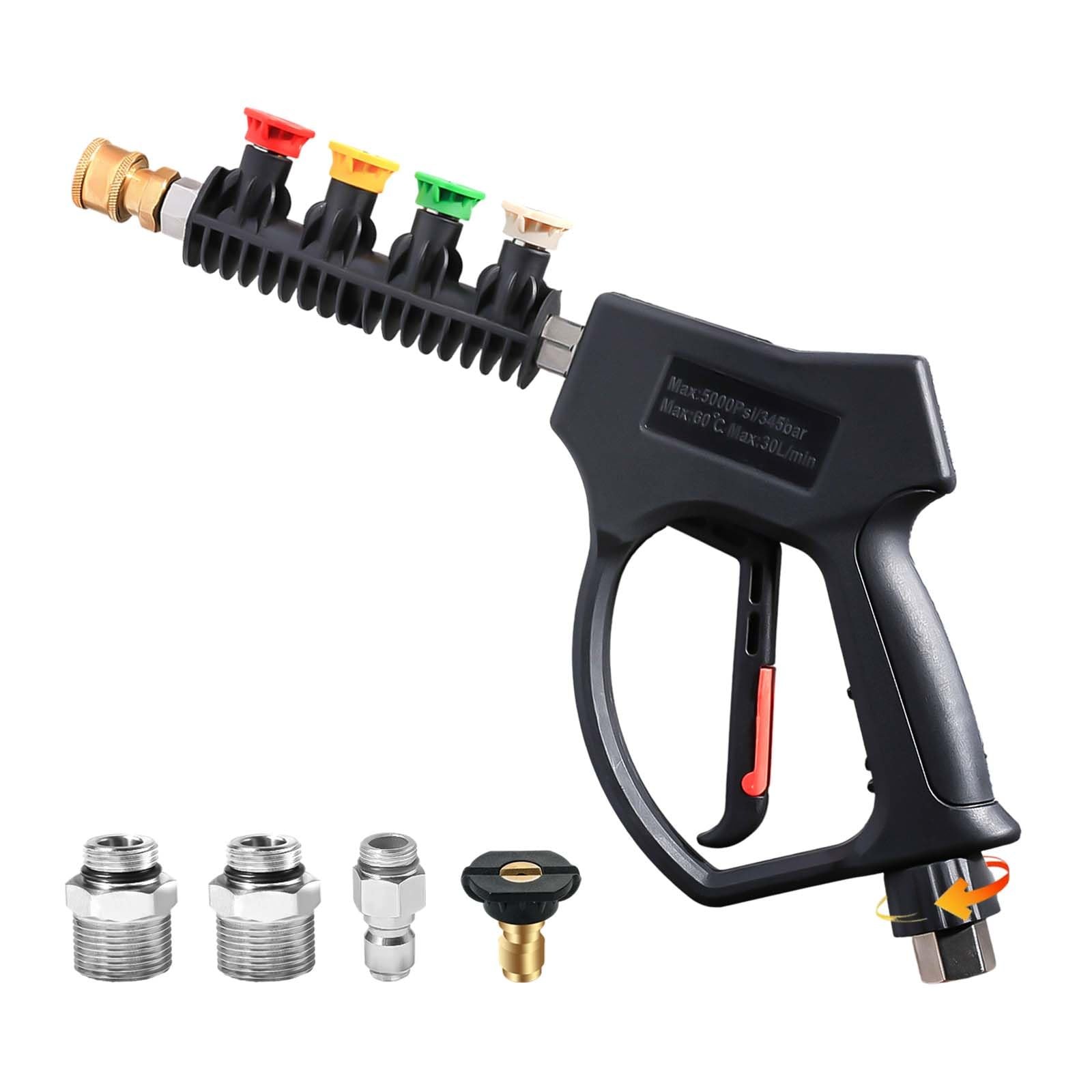 Short Pressure Washer Gun Swivel NPT 3/8 Inch Quick Connector M22 5000 PSI