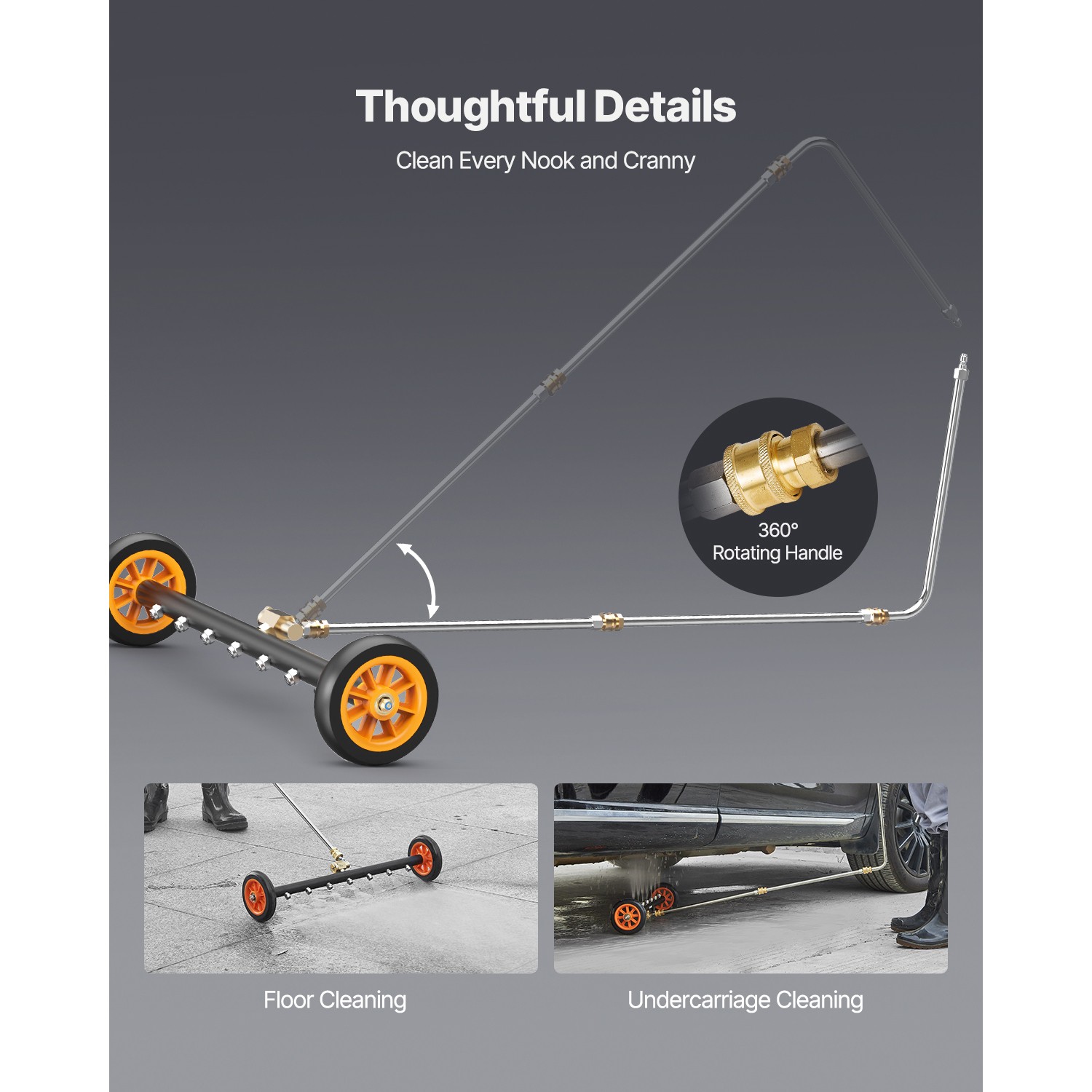 Uimoso 24-Inch Undercarriage Cleaner for Pressure Washers with Wheels