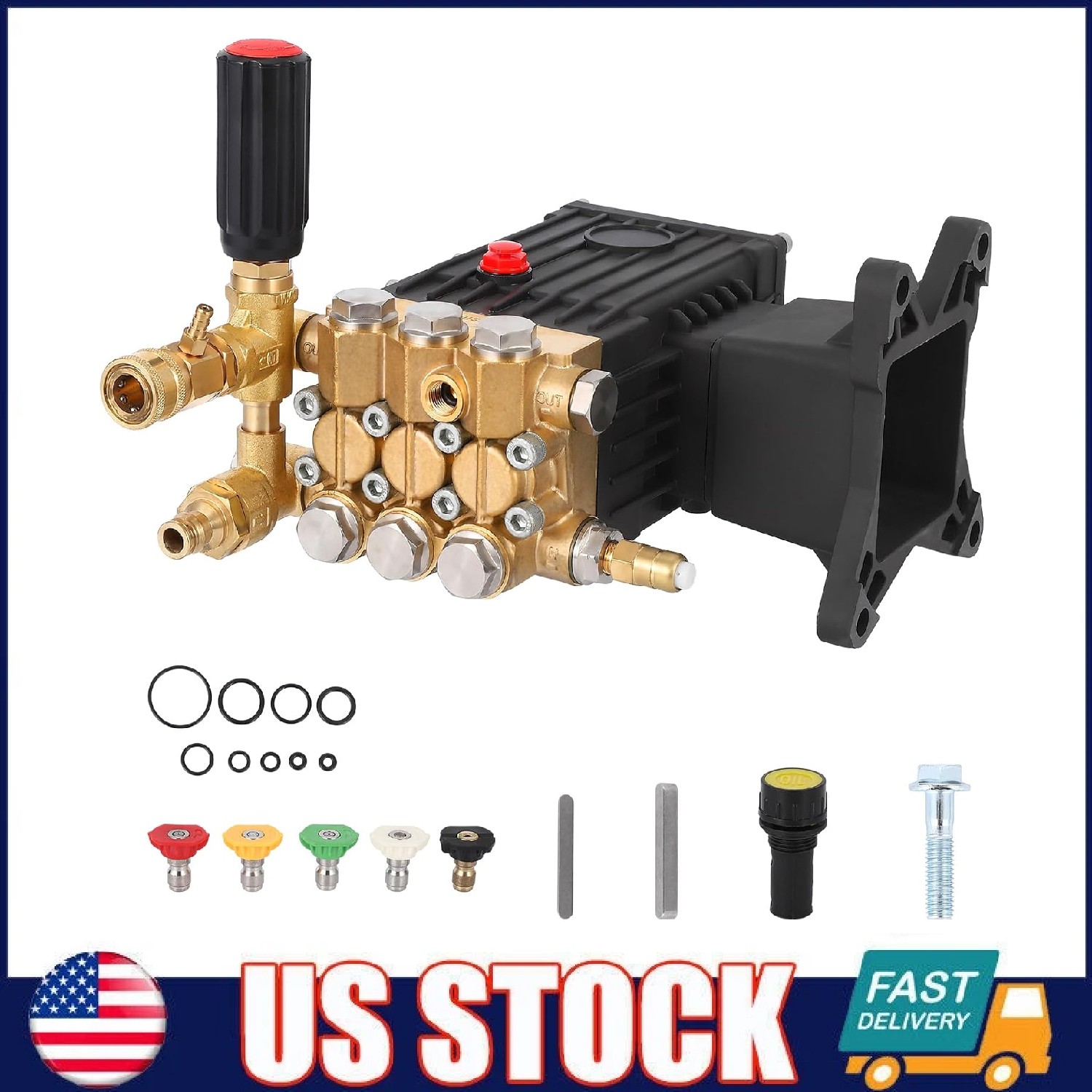 Pressure Washing Pump 4000PSI 4.4GPM 1″ Shaft Horizontal Triplex Plunger Pumps
