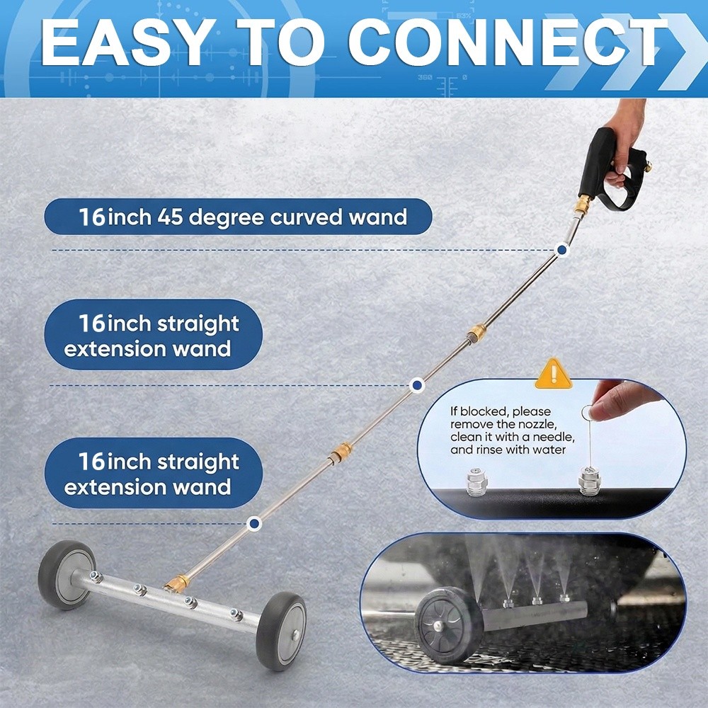 4000PSI Under Car Pressure Washer Undercarriage Cleaner Underbody Wash Broom US