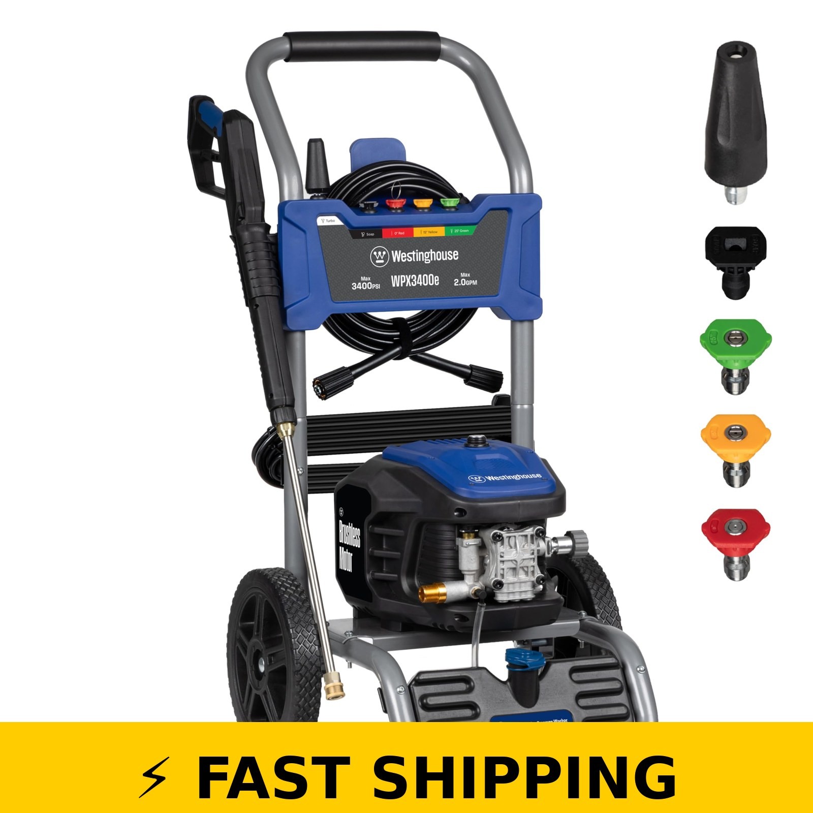 Westinghouse WPX3400e Electric Pressure Washer, 3400 PSI, Brushless Motor