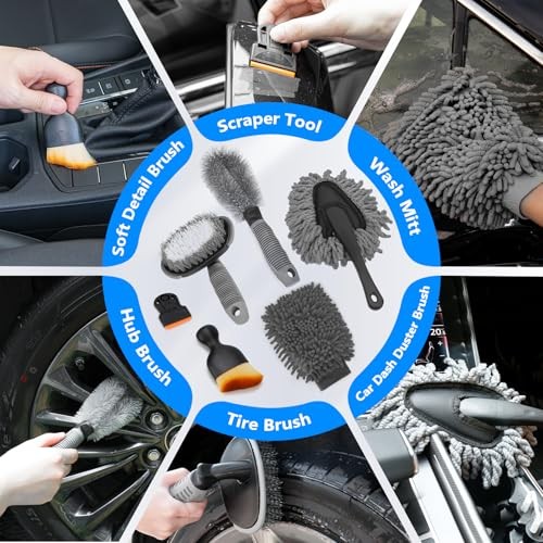 Car Wash Detailing Kit with Foam Gun, Car Cleaning Kit Set,Car Wash Brush with