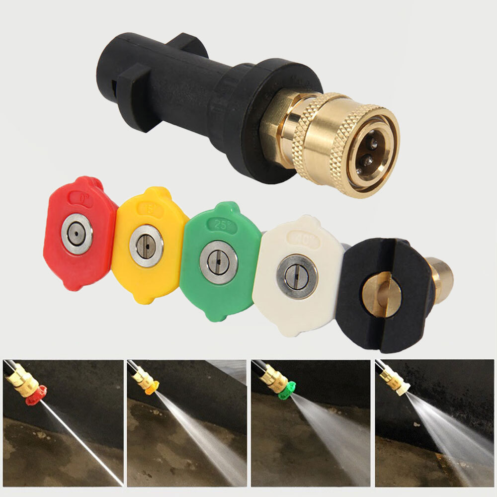 Pressure Washer Gun Adapter 1/4 Quick Connector + 5 Tips for Karcher K2-K7 ET