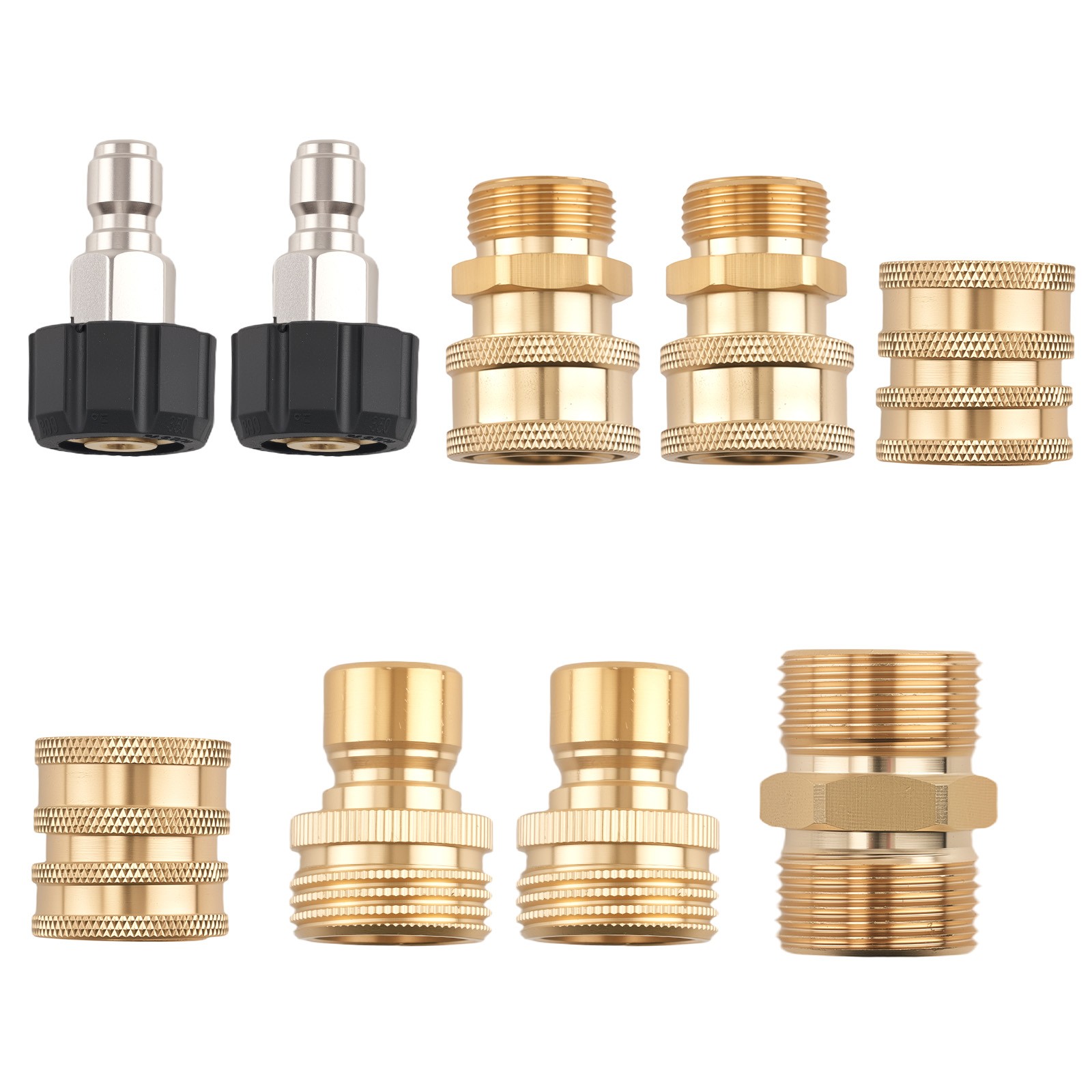 9PCS Brass Quick Connect Fitting Pressure Washer Adapter M22-14 Universal Swivel