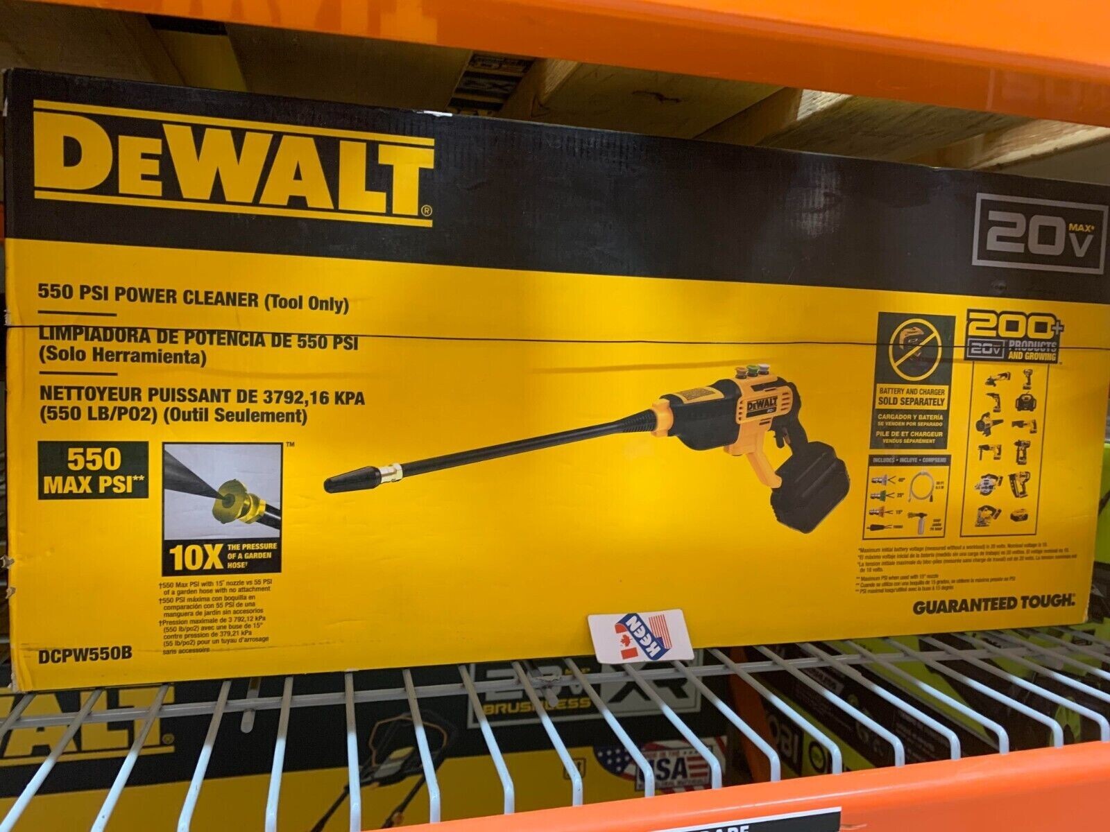 DEWALT CANADA 20V Li-Ion Brushless Cordless 550 PSI Power Cleaner (Tool Only)