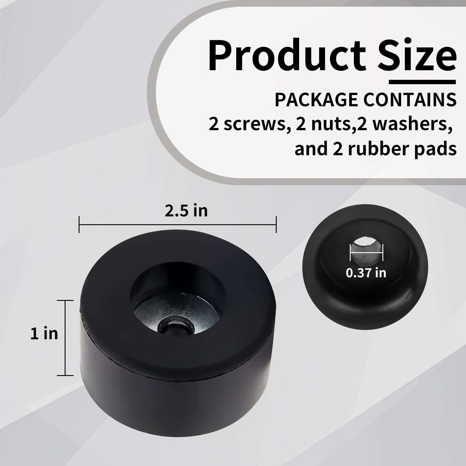2-Pack Heavy Duty Anti Vibration Rubber Foot for Generators, Pressure Washers, C