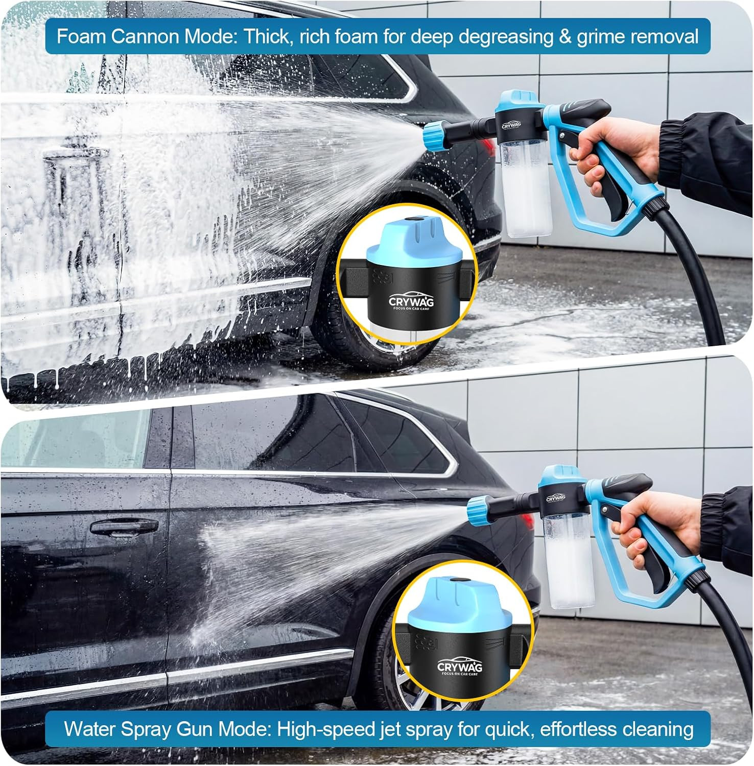 Car Wash Foam Gun for Garden Hose, Foam Cannon Kit with Microfiber Wash Mitt, Ex
