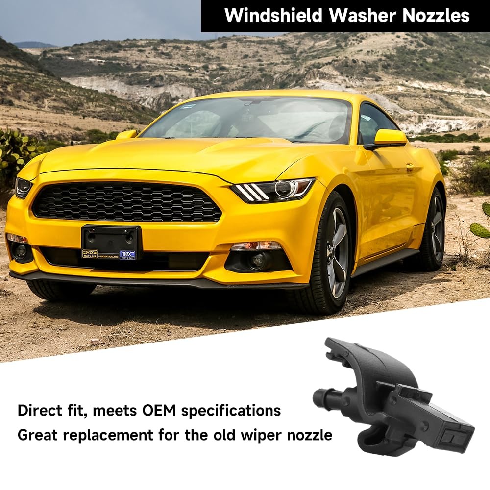 Front Windshield Washer Nozzles Wiper Spray 4.33 x 3.34 x 1.18 inches, Black
