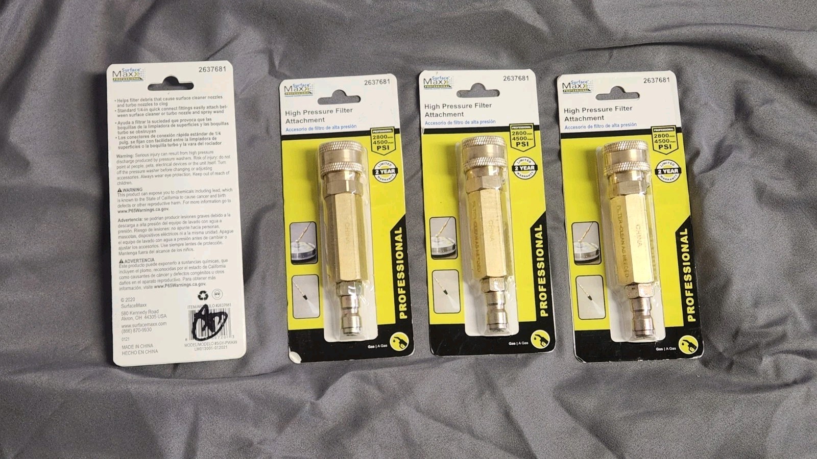 Surface Maxx High Pressure Filter Attachment 1/4″ QD Fitting – 4 PACK