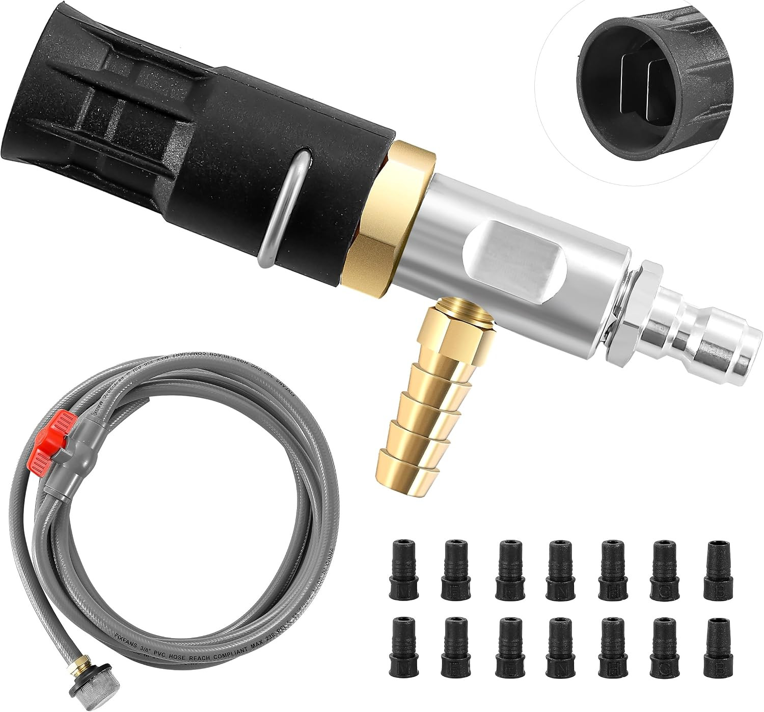 Adjustable Long Range Nozzle for Pressure Washer 4-4.5 GPM, Downstream Injection