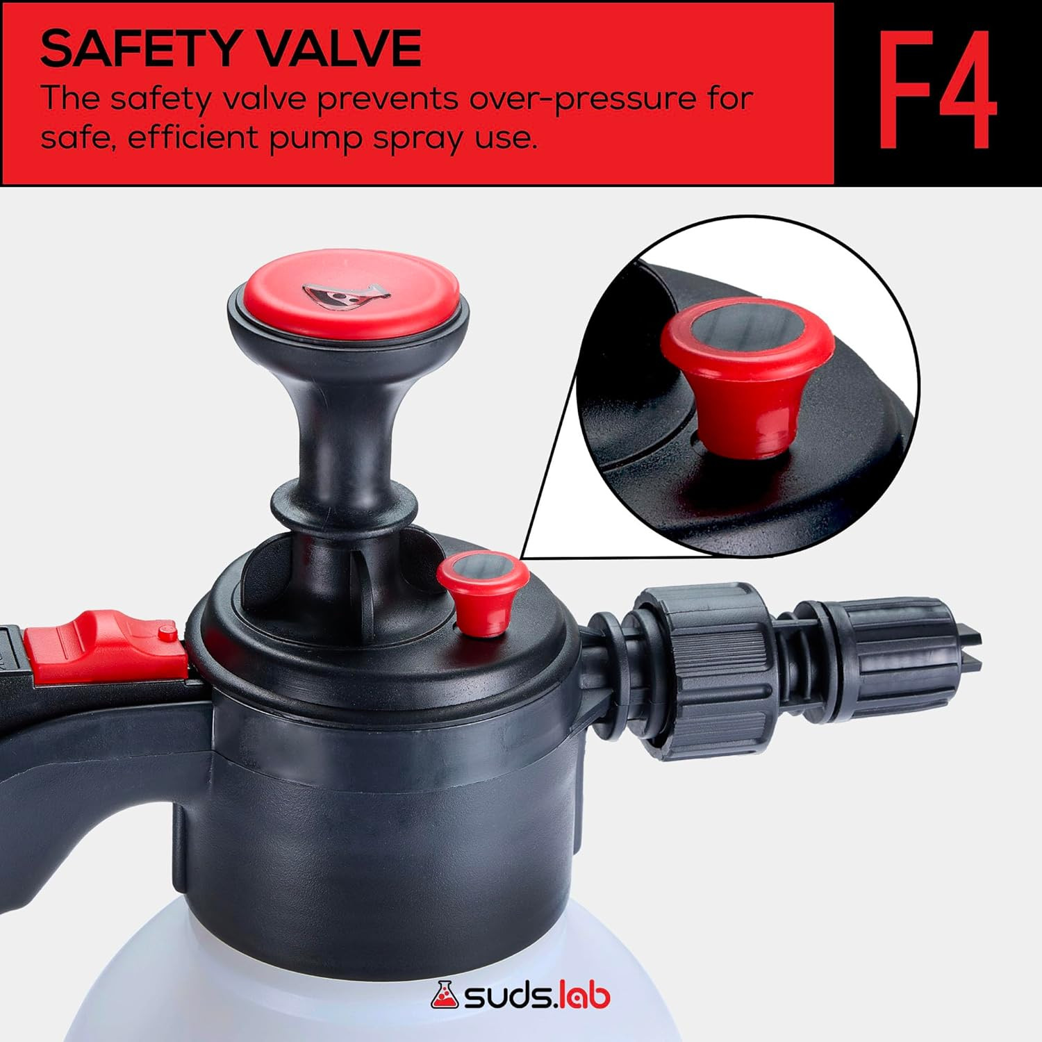 Suds Lab F4 Foaming Pump Sprayer with 70 Oz UV Resistant Canister & Ergonomic Ha