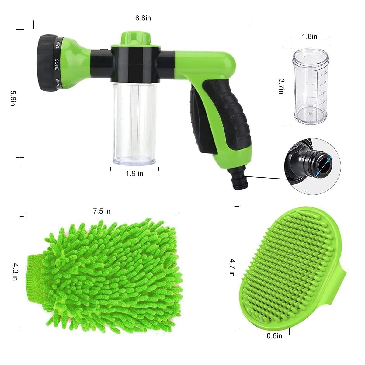 All-in-One High Pressure Foam Gun & Brush Set: Ideal for Car Wash & Patio Care