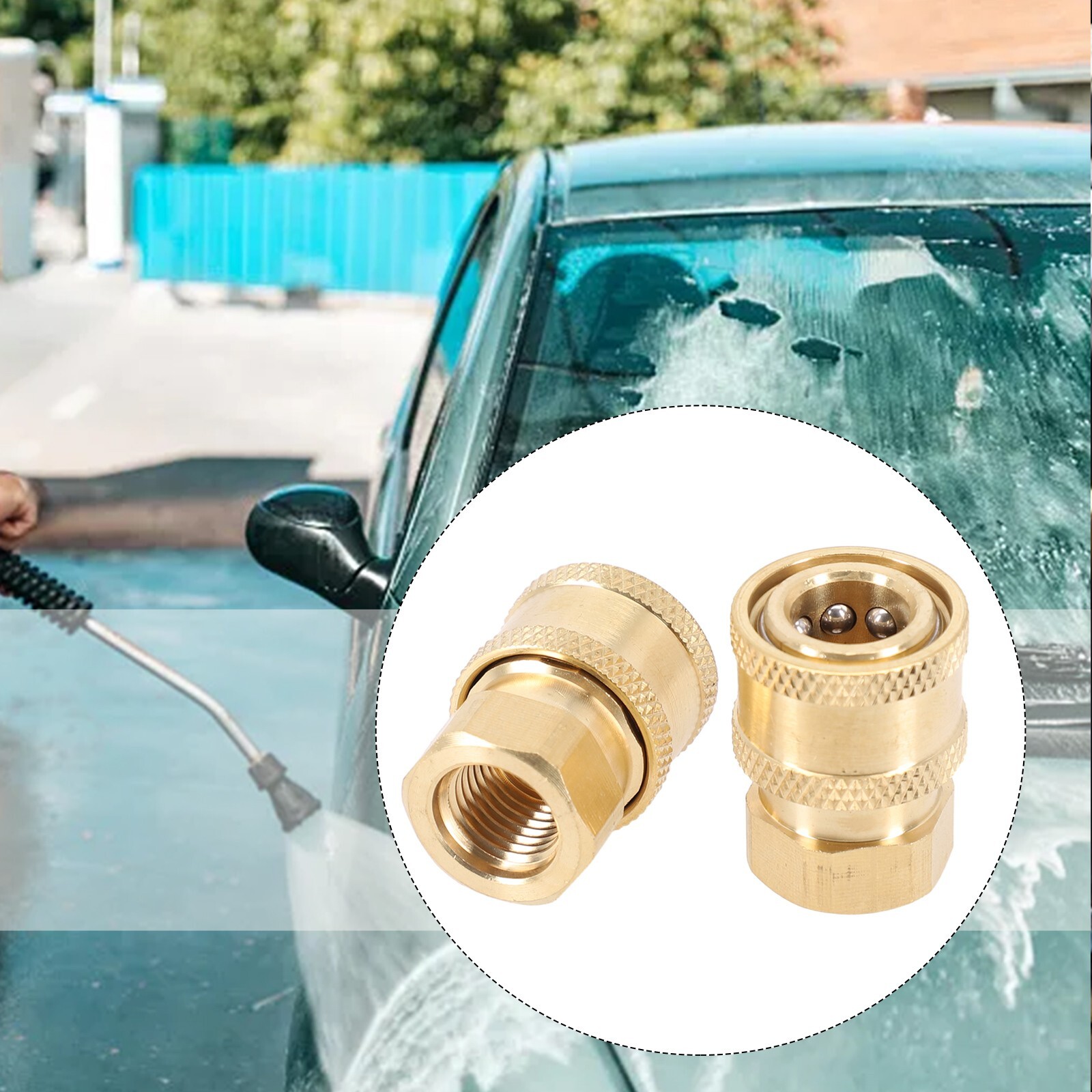 2pcs High Pressure Washer Coupler Brass Fittings 1/4 In Quick Connect To Female