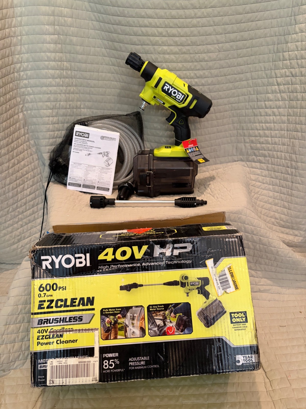 RYOBI 40V HP Brushless EZClean 600 PSI 0.7 GPM Cold Water Power Cleaner