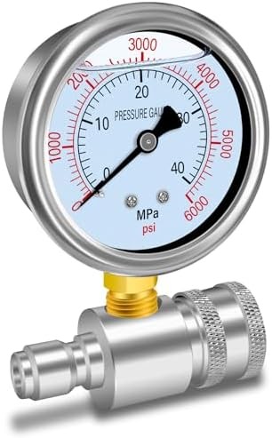 Pressure Washer Gauge Kit, Pressure Gauge for Power Washer with 3/8inch Quick Co