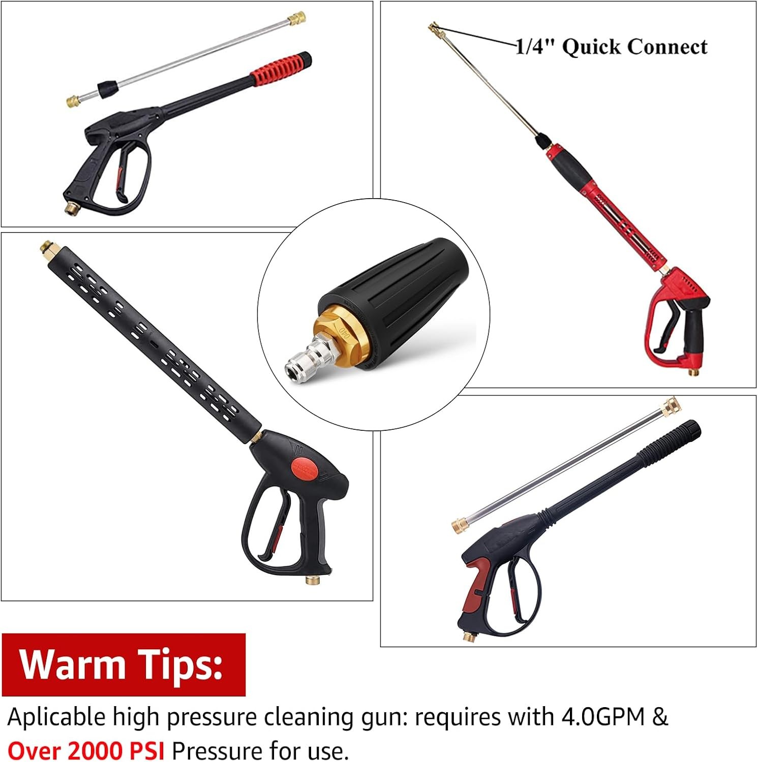 Pressure Washer Tips Turbo Nozzle Pressure Washer 4000 PSI Max Rotating Pressure