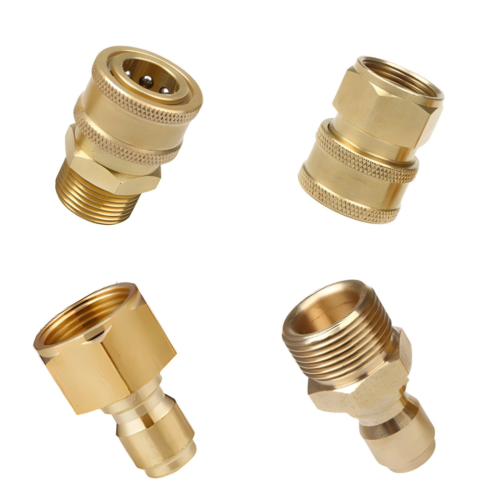4Pc Pressure Washer Adapter Set Quick Disconnect Kit M22 Swivel to 3/8” Connect