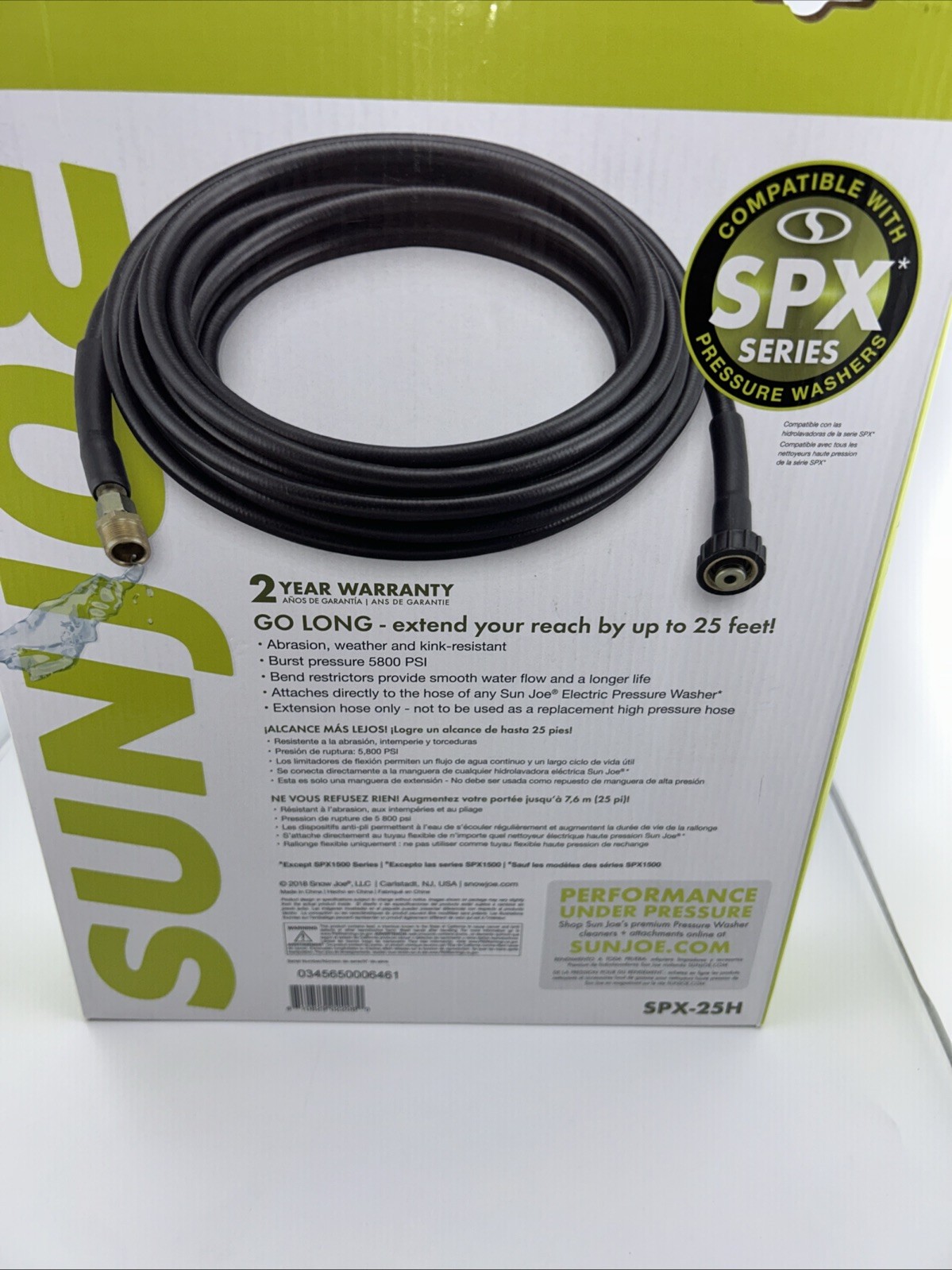 Heavy Duty 1/4″ x 25FT Pressure Washer Extension Hose for Sun Joe SPX 25H