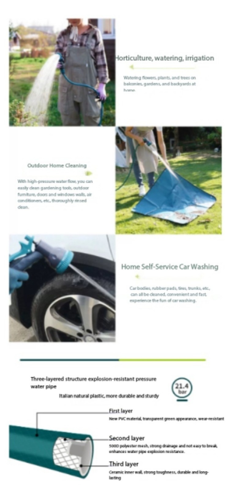 Watering Hose Cart for Plants, Tap Water, Car Washing, and Home Storage