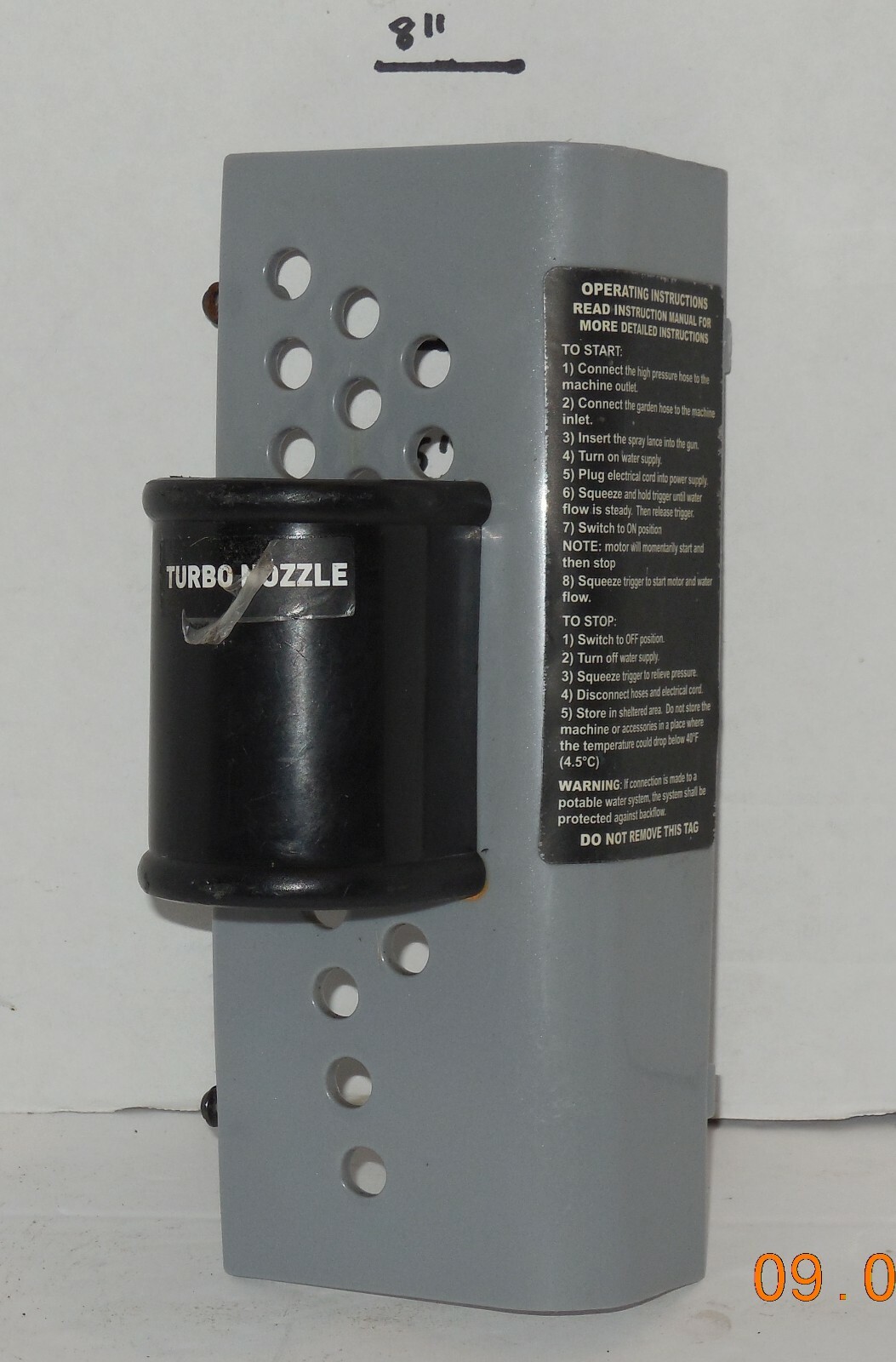 Simpson Pressure Washer Model 13SIE-170 Replacement Turbo Nozzle Storage Holster
