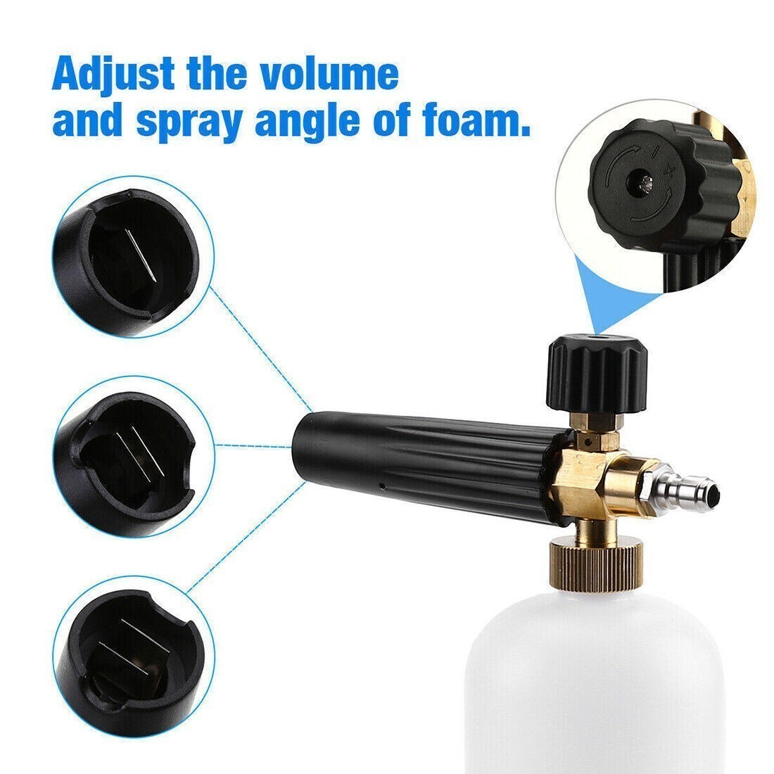 1/4″ High Pressure Washer Snow Foam Cannon Lance Gun 1L Bottle with 5 Nozzle Kit
