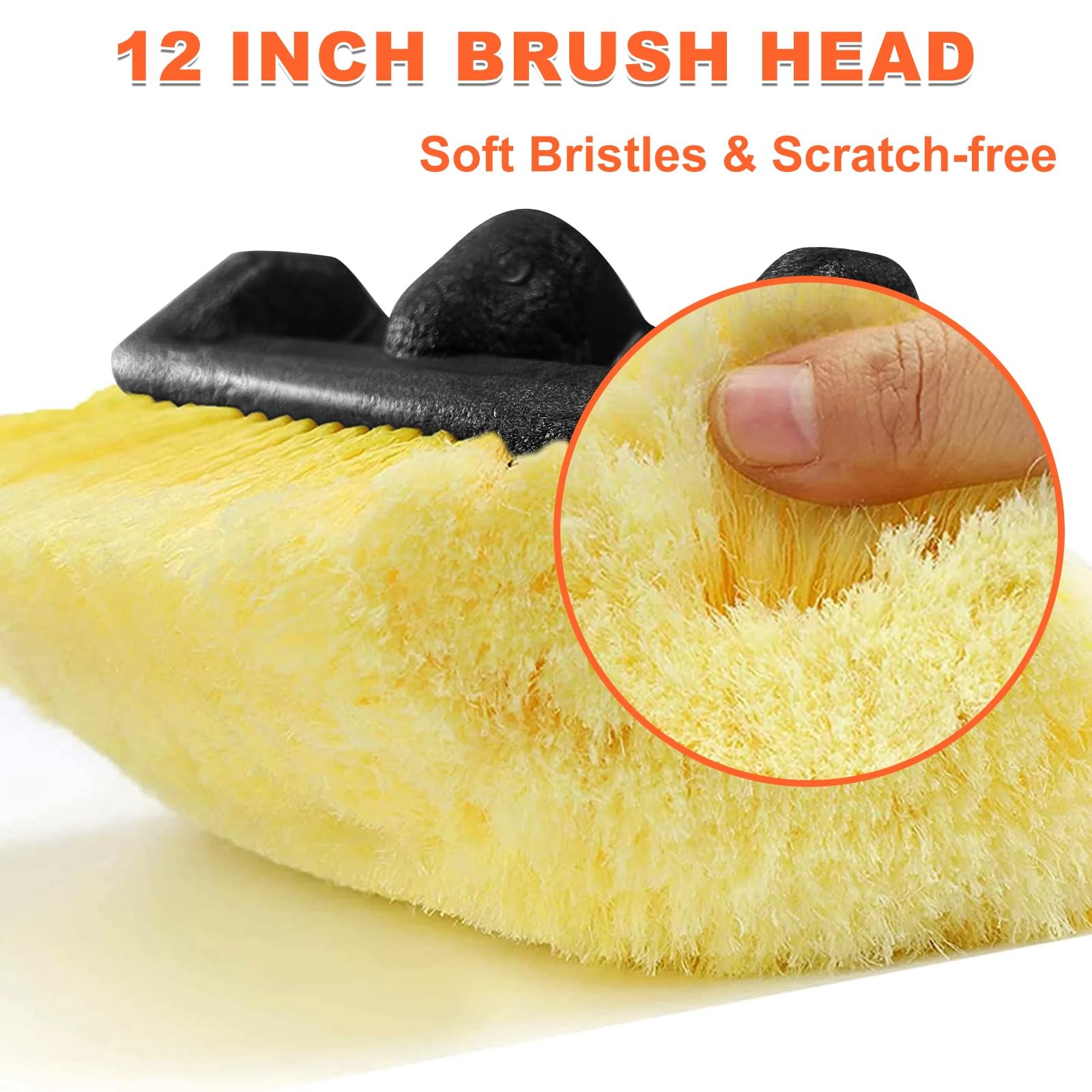 Buyplus 12FT Car Wash Brush with Long Handle, 12-Inch Soft 12 ft, Orange