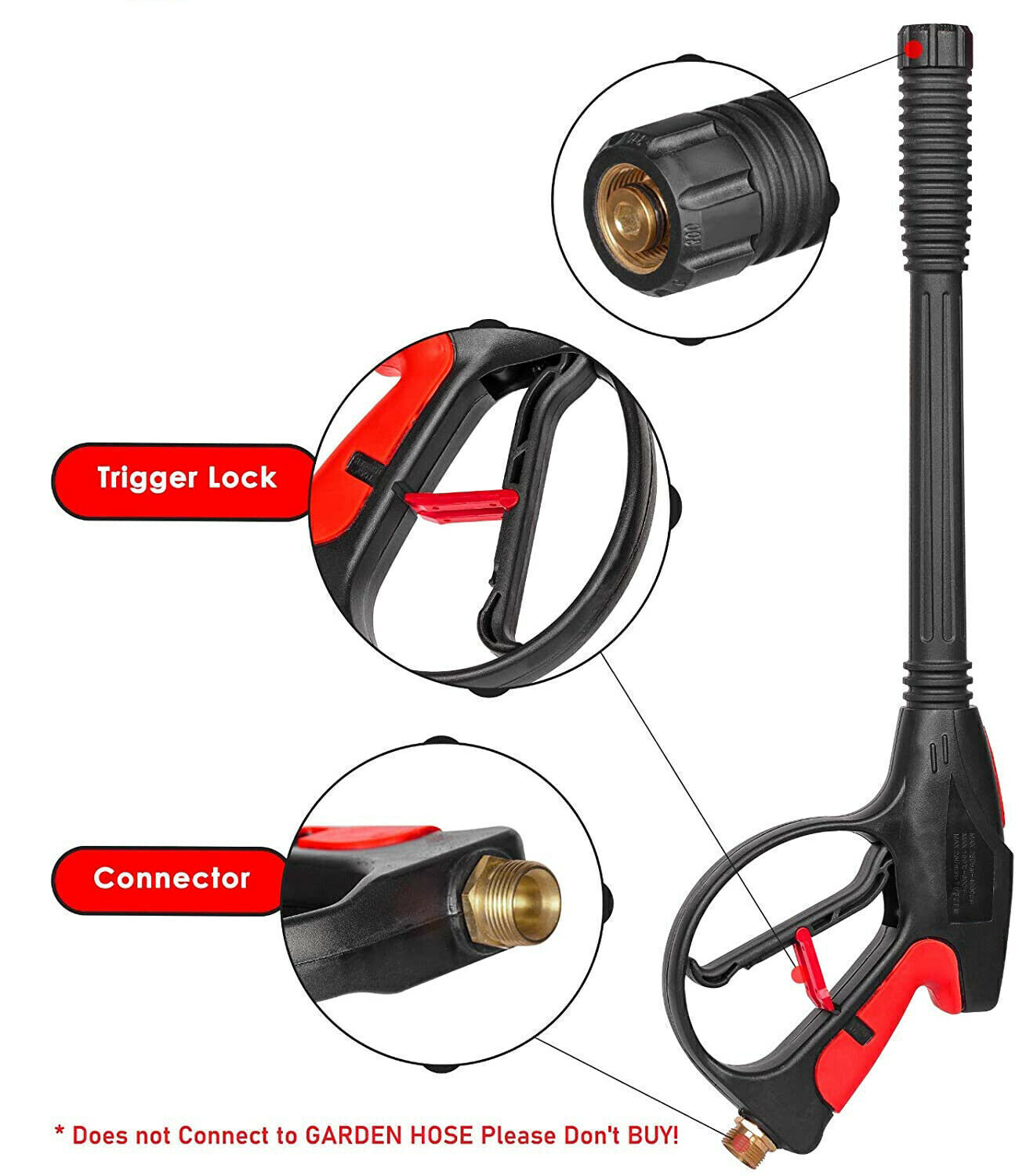 4000PSI High Pressure Power Washer Spray Gun Wand Lance Nozzle Tip Hose M22 14mm