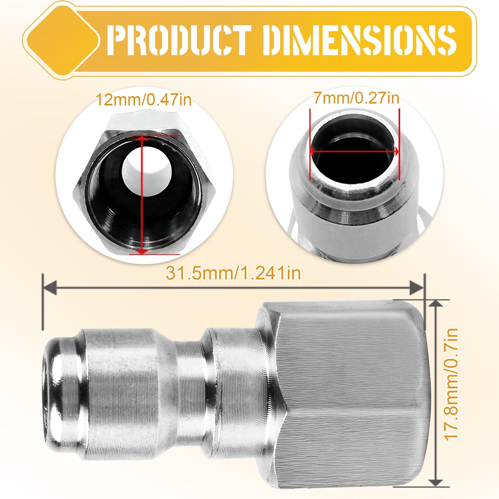 Stainless Steel 1/4 Inch Female NPT Pressure Washer Plug Quick Connect