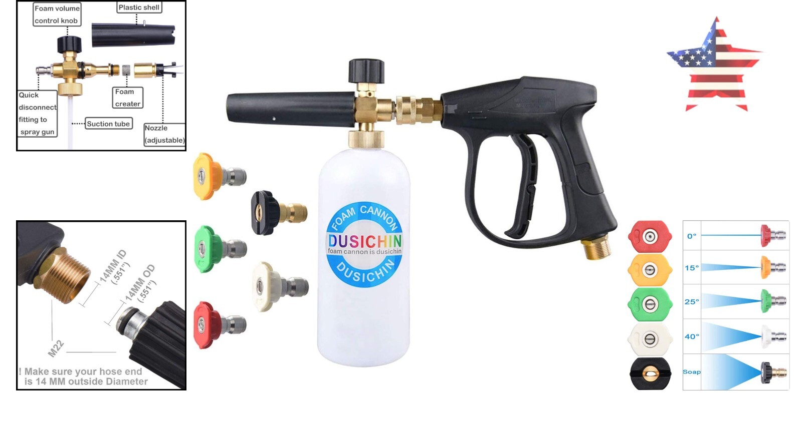Durable Brass Foam Cannon Jet Wash Nozzle – Premium Car Detailing Tool Set