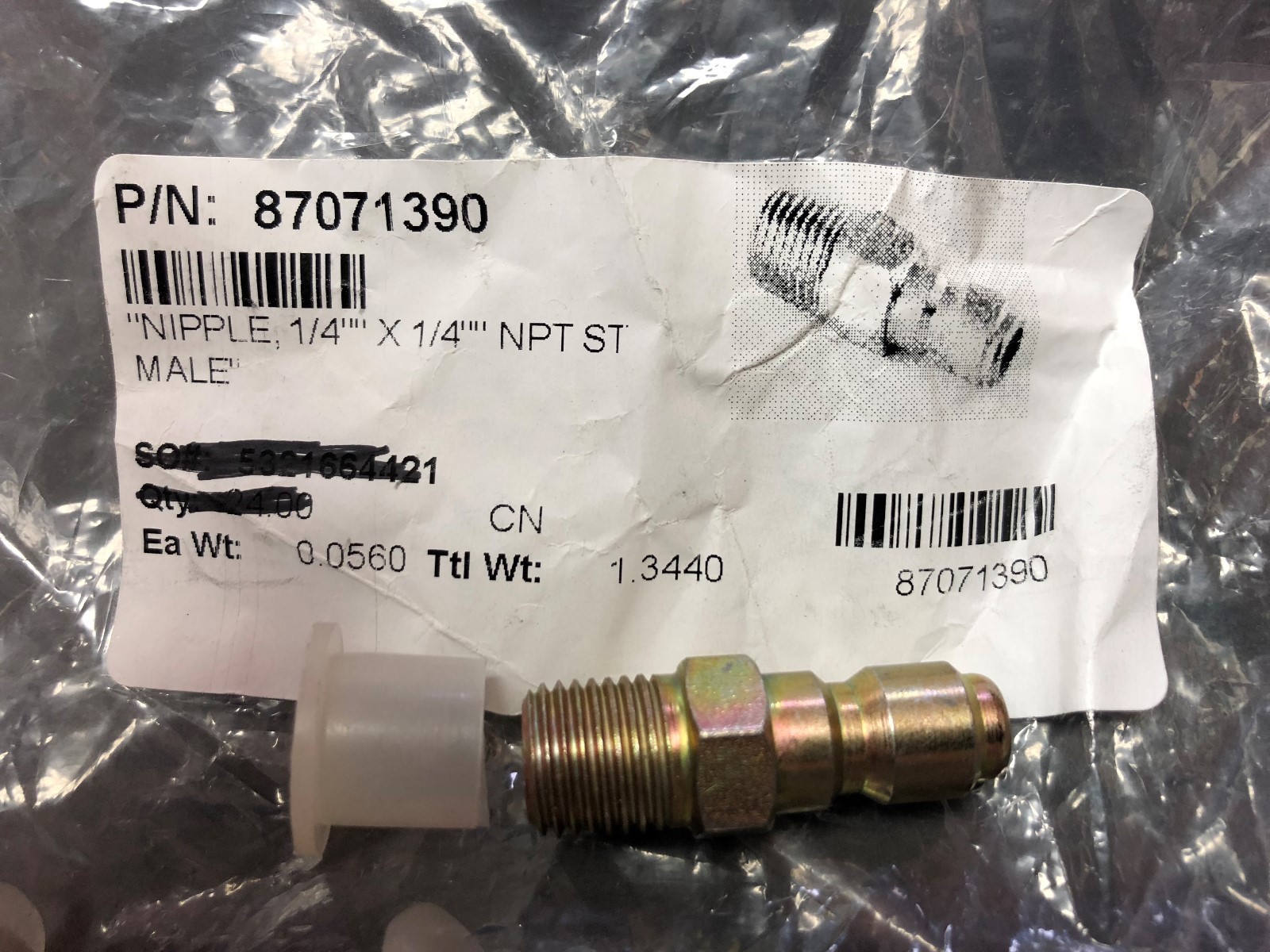 Quick Connect Nipple 1/4″ x 1/4″ NPT ST Male Part # 87071390