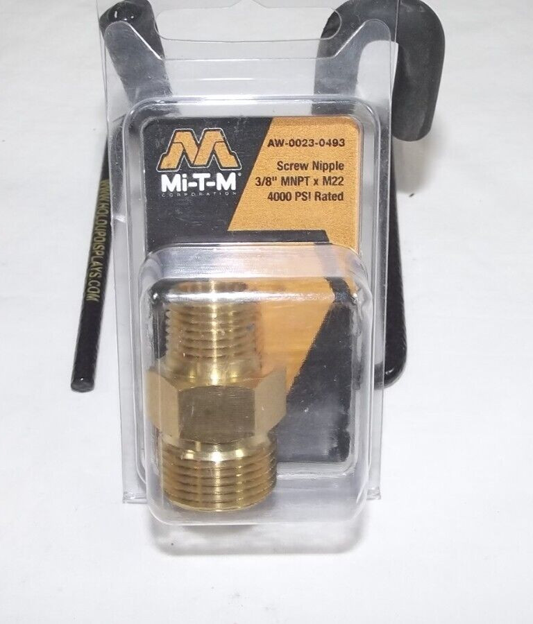 Mi-T-M® AW-0023-0493 Pressure Washer Screw Nipple, 3/8″ MNPT x M22 h13