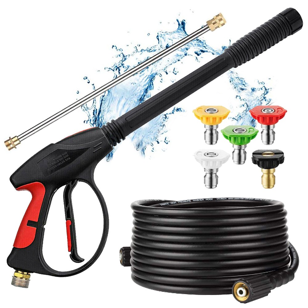 High Pressure Power Washer Spray Gun Wand Lance 1/4” Nozzle Tips Hose Kit M22