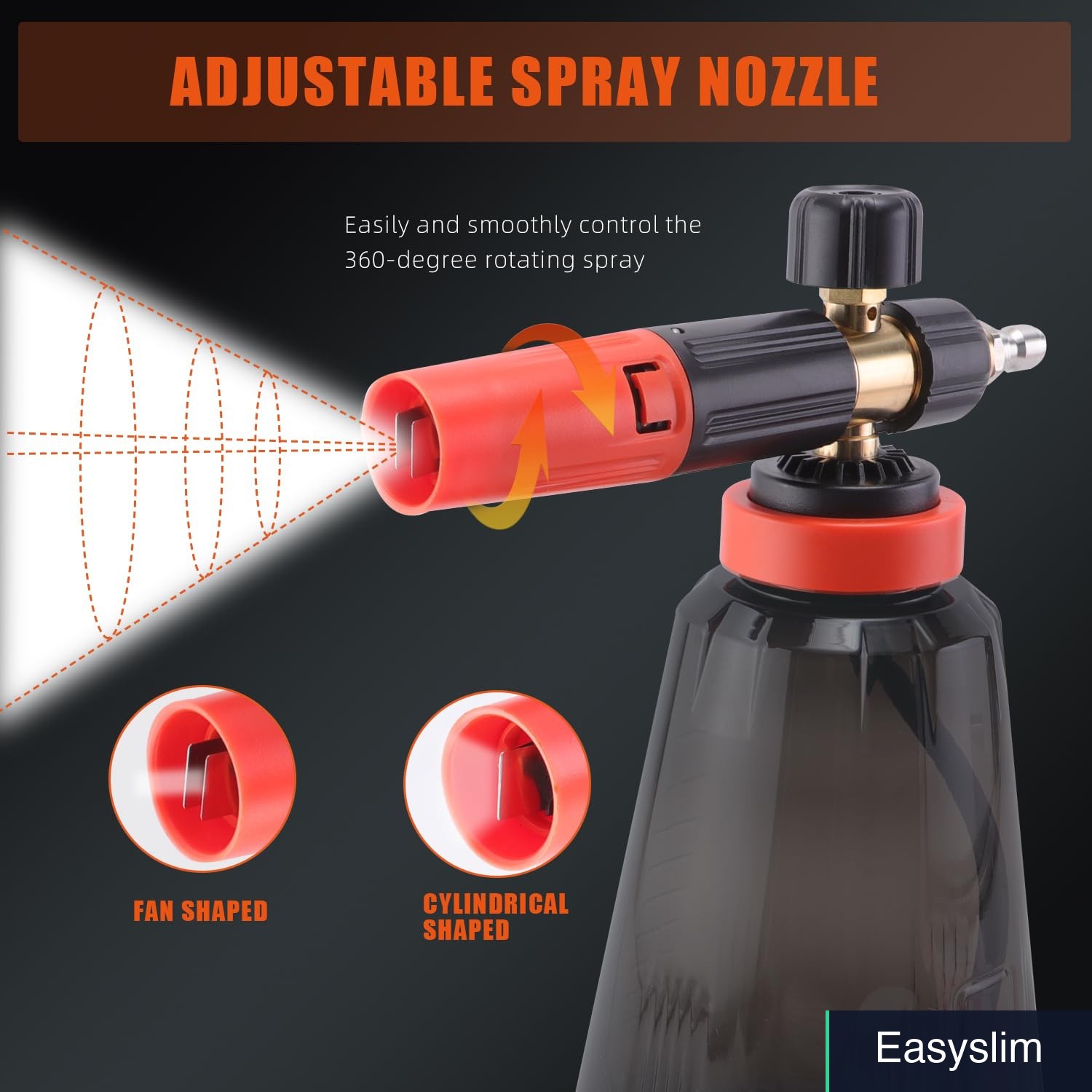 Foam Cannon for Pressure Washer 34 oz Orange Nozzle Quick Connector