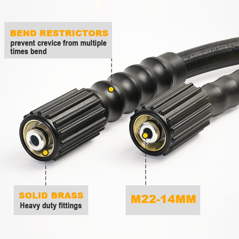 YAMATIC Pressure Washer Hose Wear-Resistant Kink Free Power Washer Hose 1/4″ M22