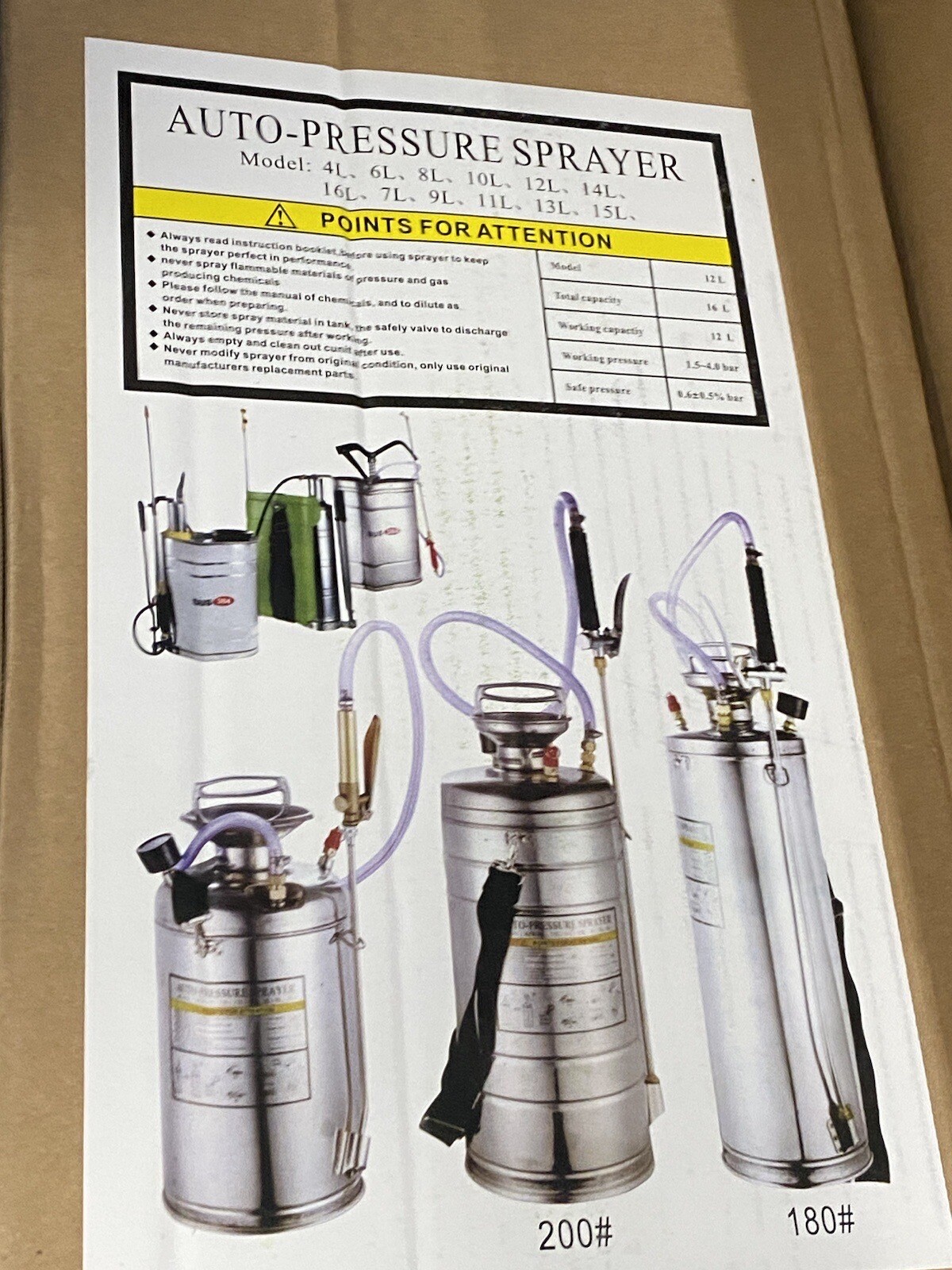 12L/3.5 Gallon Auto Pressure Stainless Steel Sprayer-Brand new Still In Box