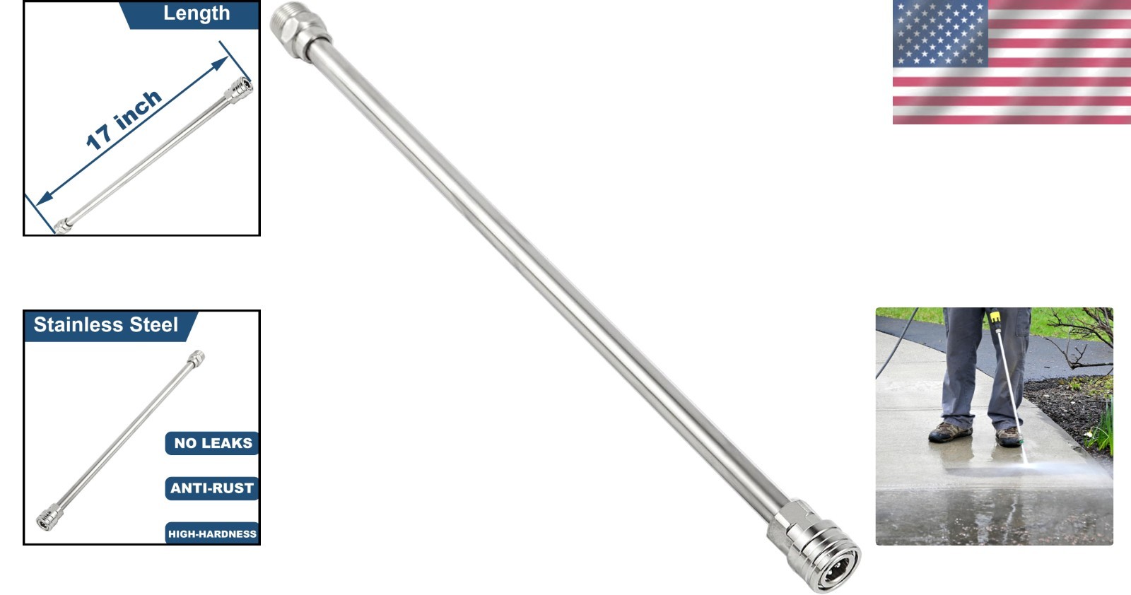 Durable 17-Inch Pressure Washer Extension Lance – M22 to 1/4 Inch Quick Connect