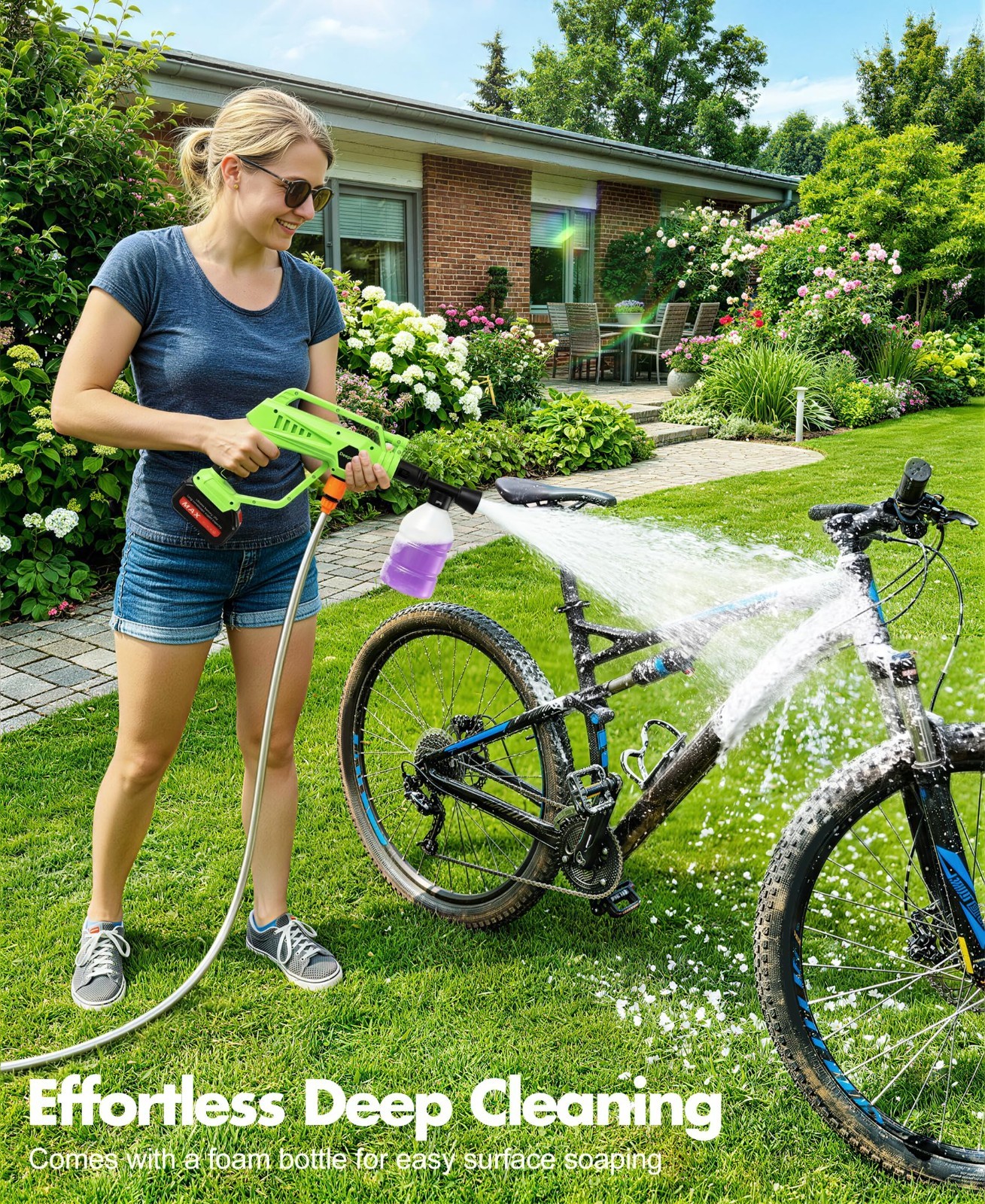 Portable Cordless Car Washer 6-in-1 Nozzle, Brushless Motor, Adjustable Levels,