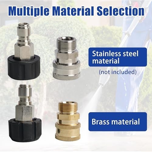 Pressure Washer Quick Connect Fittings M22 14mm to 3/8 Inch Adapter Set – 2 Pack