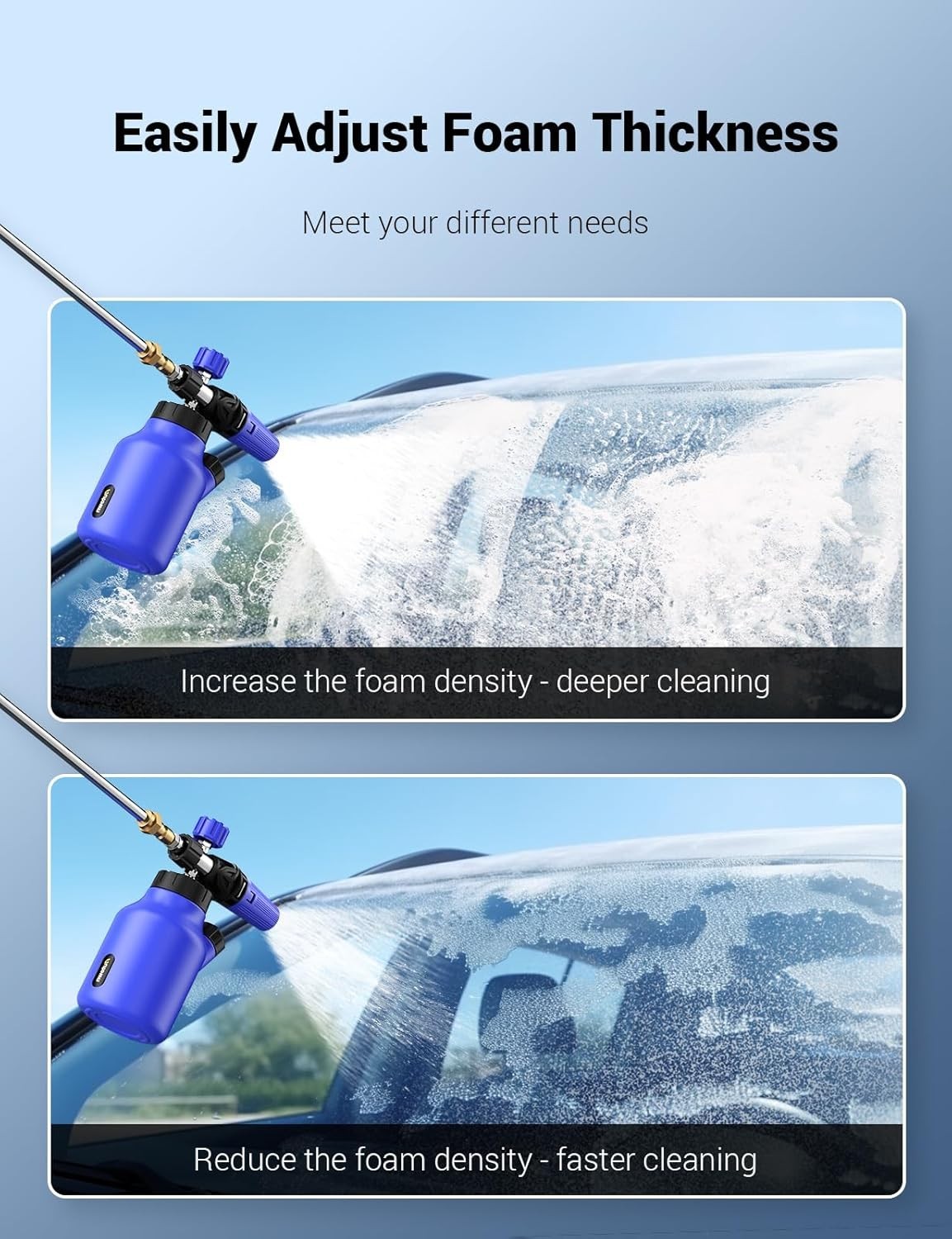 Foam Cannon with Adjustable Nozzle & 1L Capacity for Superior Car Wash